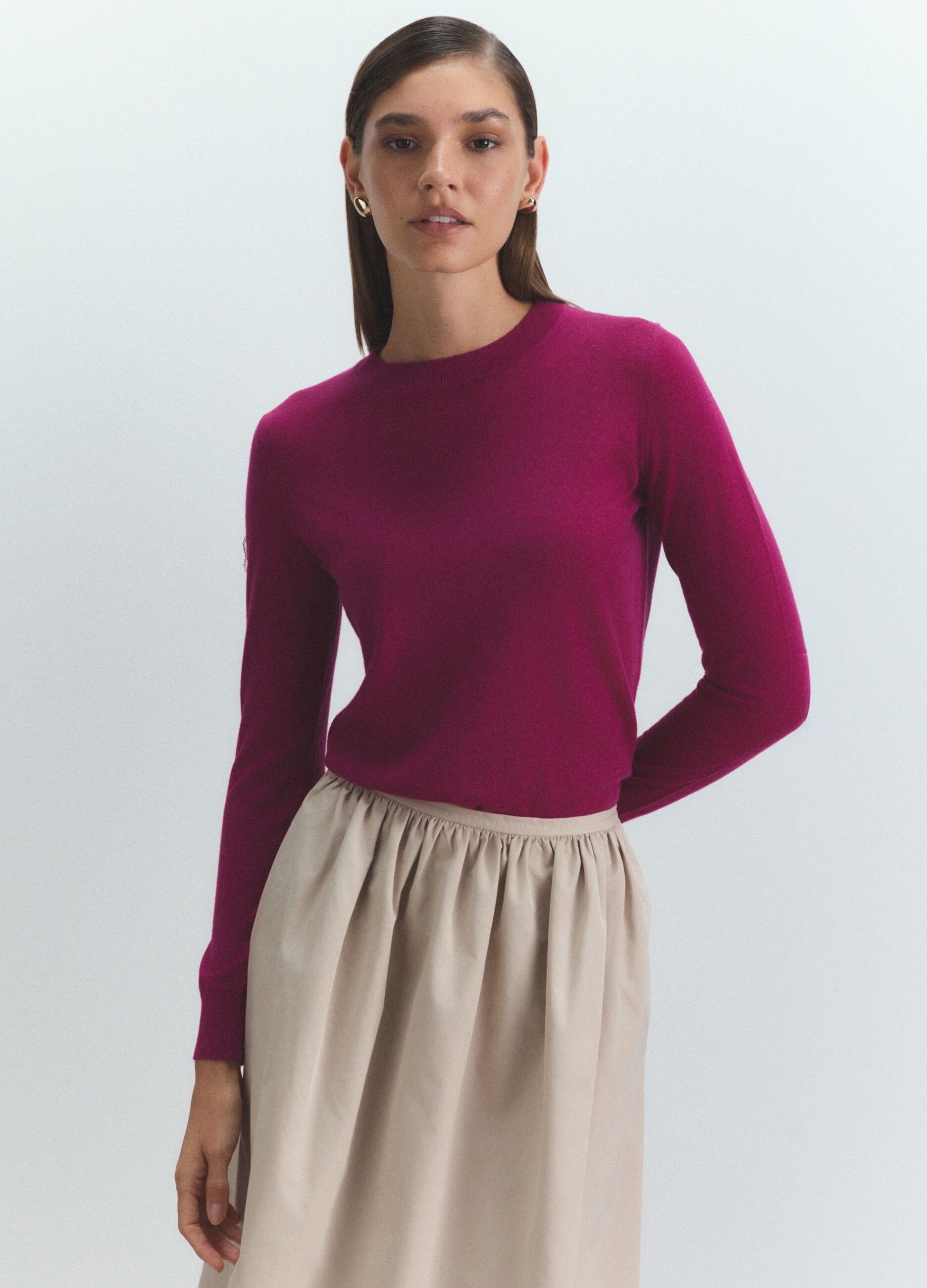 Maglia girocollo rasata donna_1