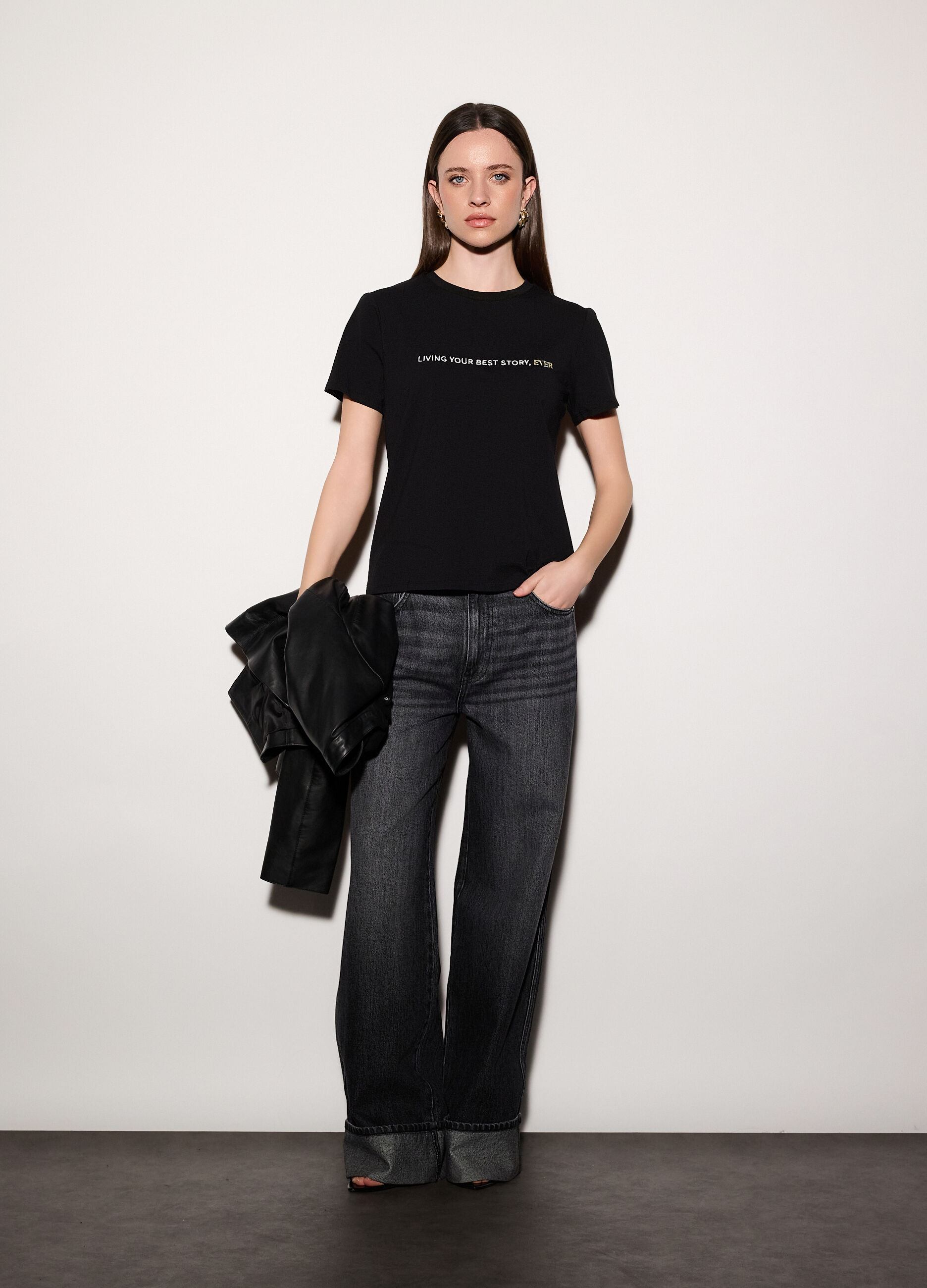 T-shirt girocollo stretch donna_0