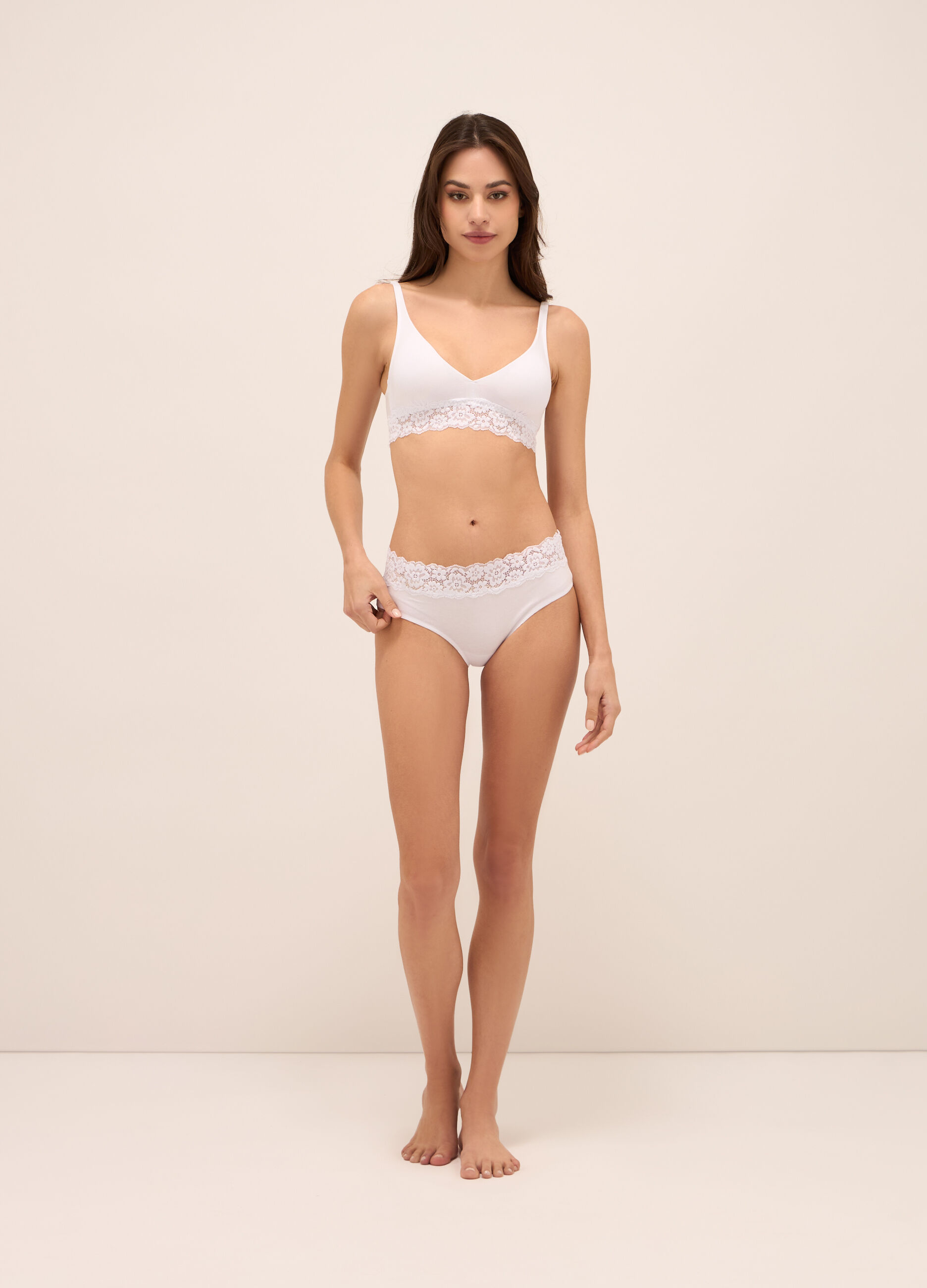 Slip a vita alta in cotone stretch donna_0