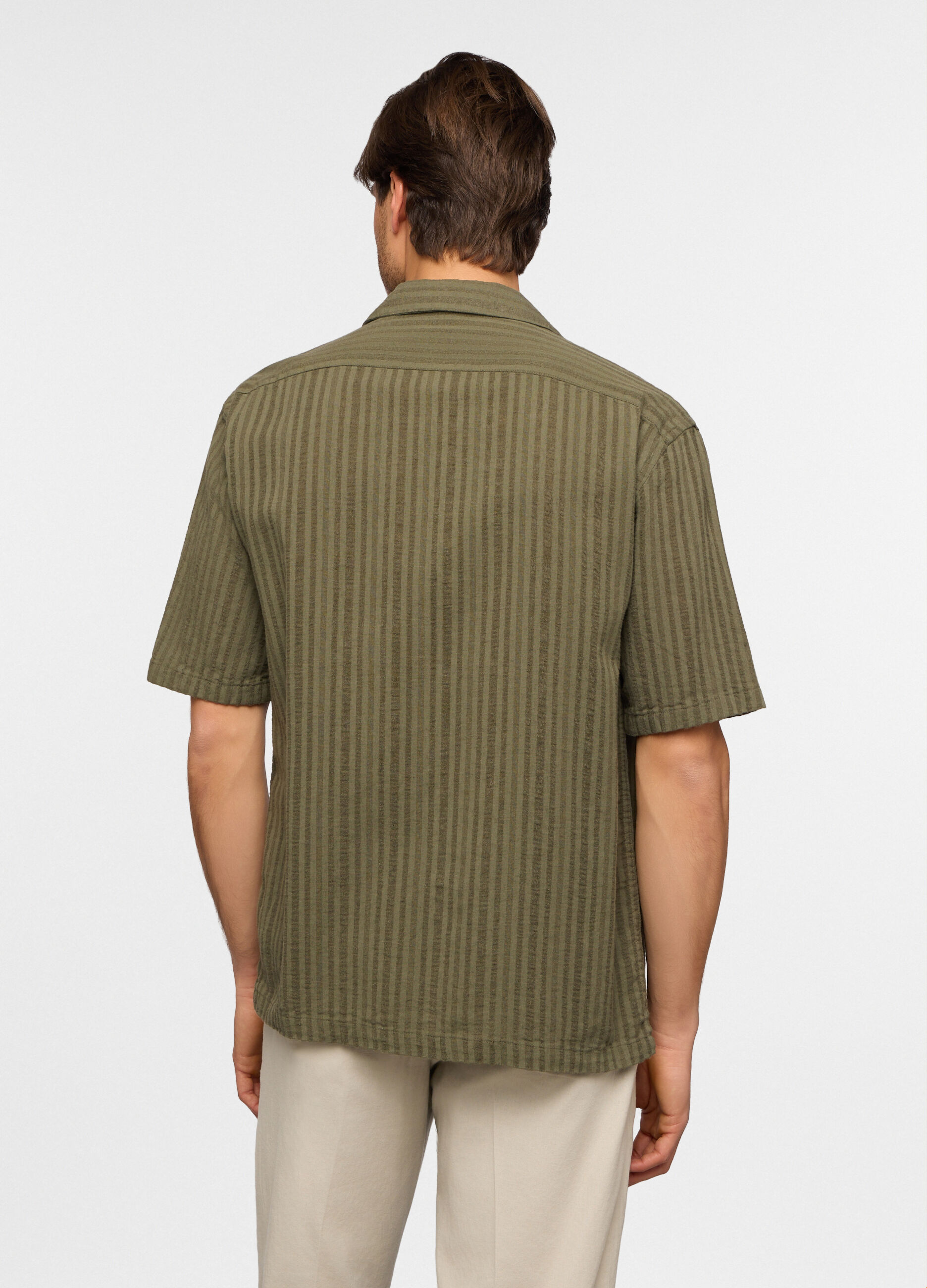 Camicia bowling a maniche corte in cotone e lino uomo_1