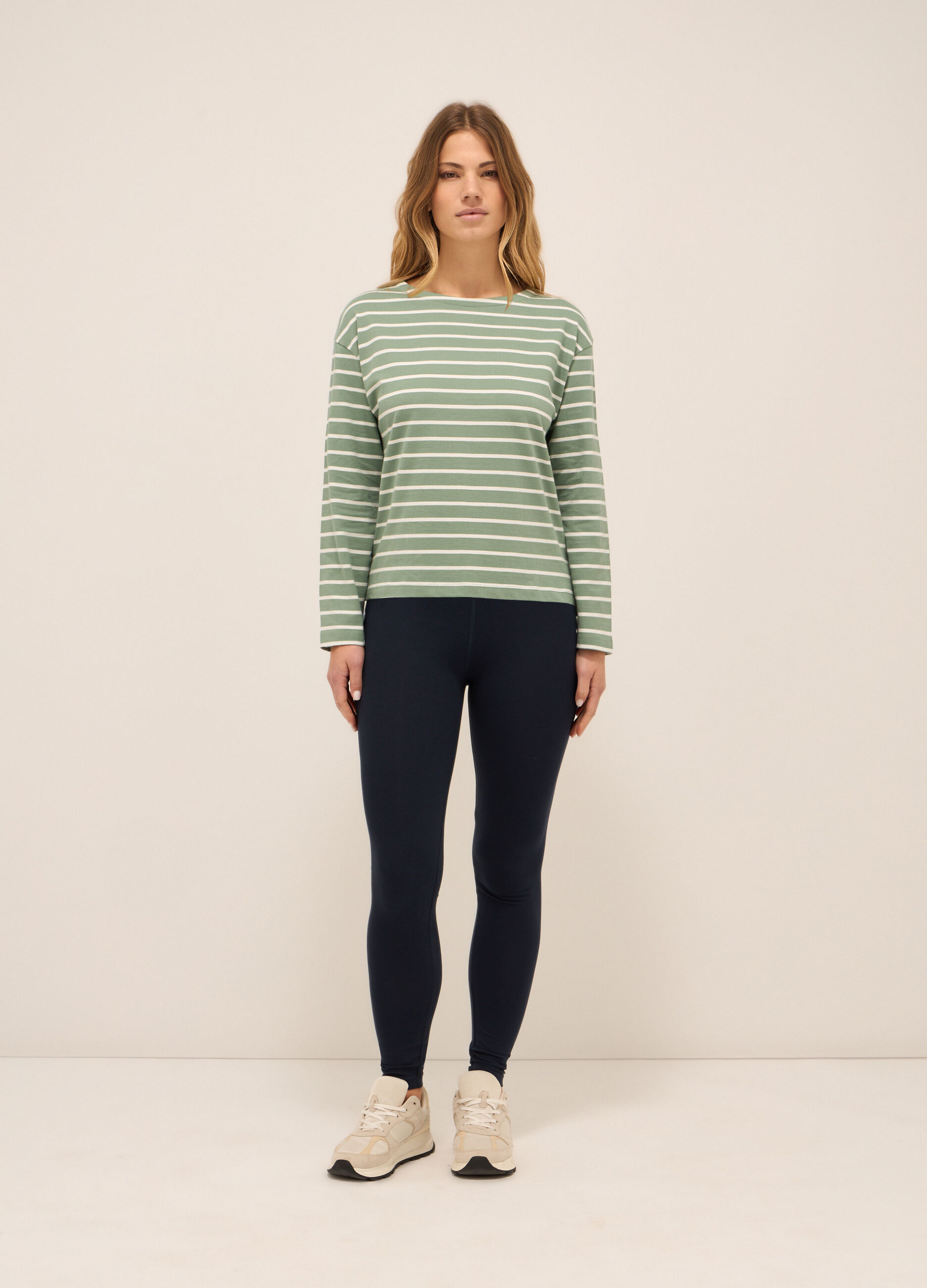 Leggings fitness in jersey di cotone stretch donna_0