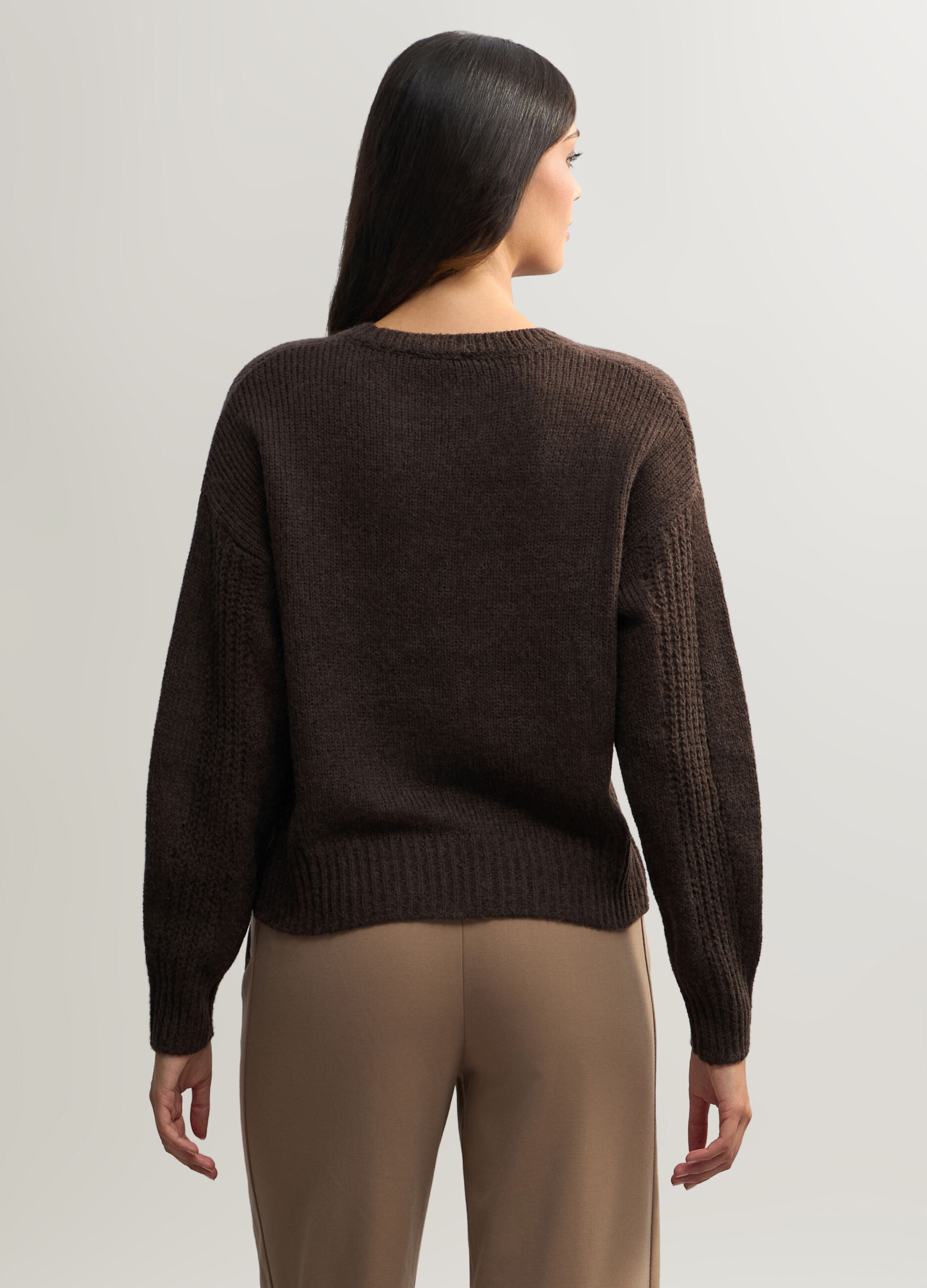 Pullover girocollo misto lana di Alpaca donna_1