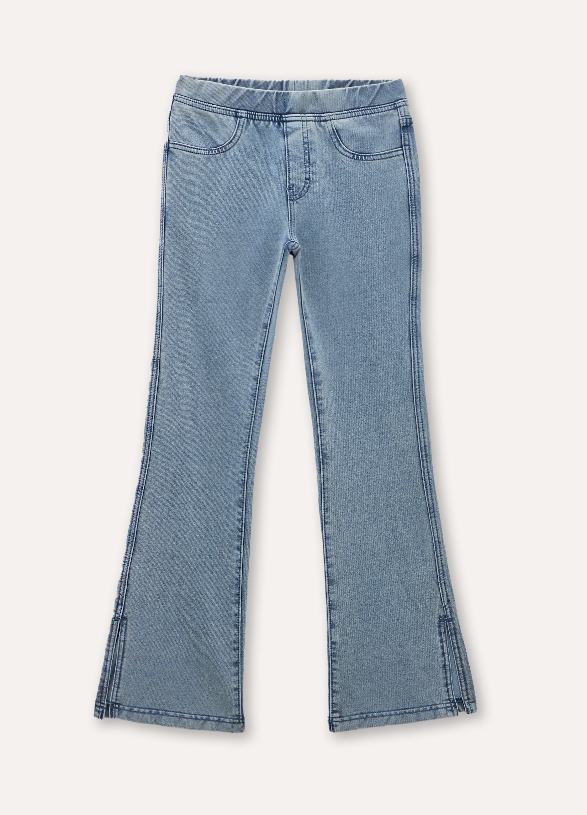 Pantaloni flare fit in denim di misto cotone ragazza