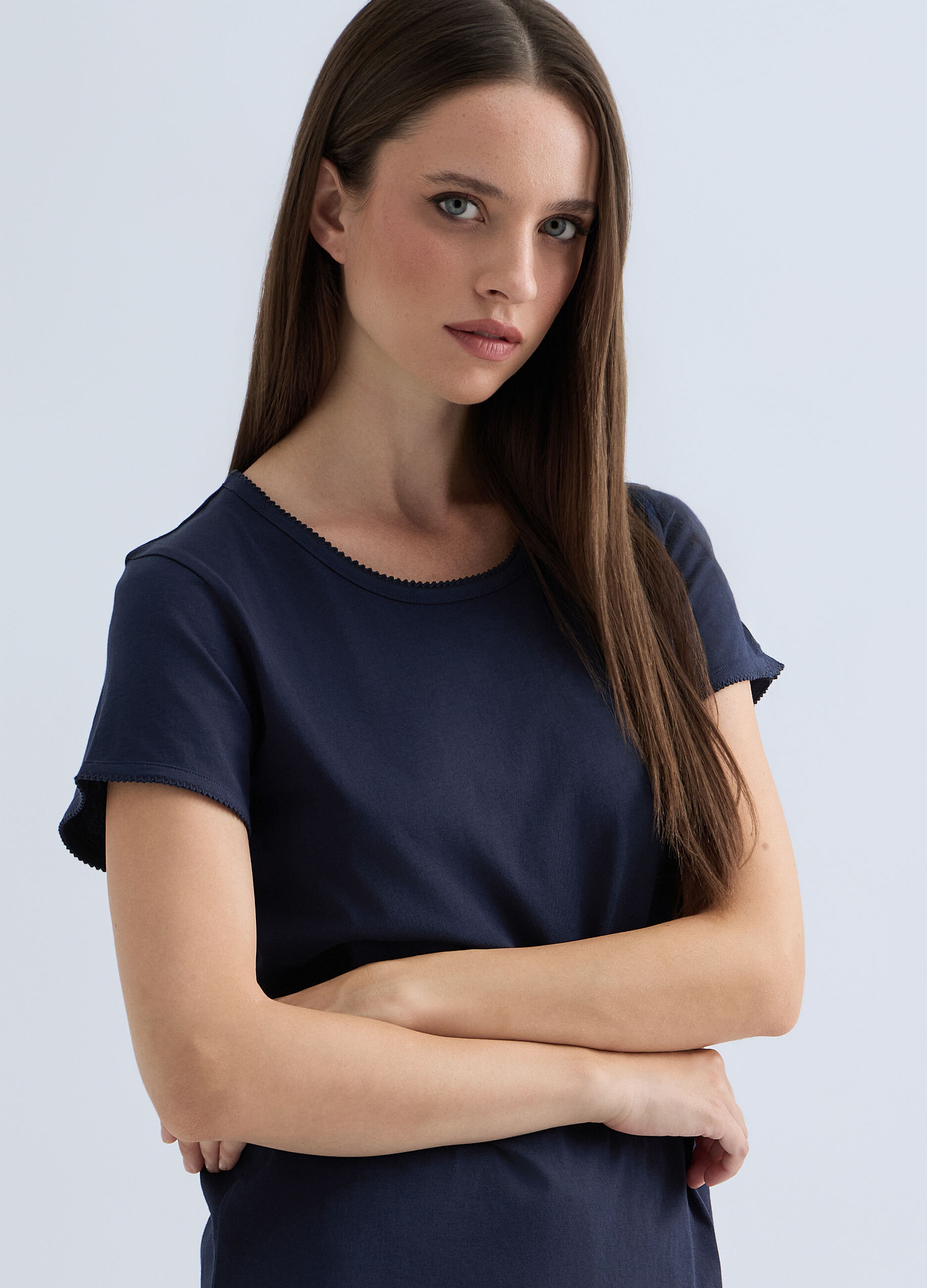 Pigiama corto in puro cotone donna_2