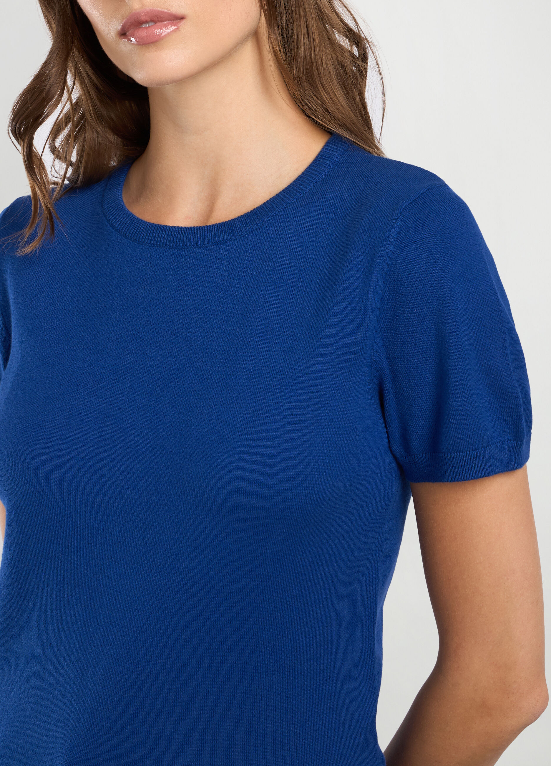 Tricot misto cotone a maniche corte donna_2