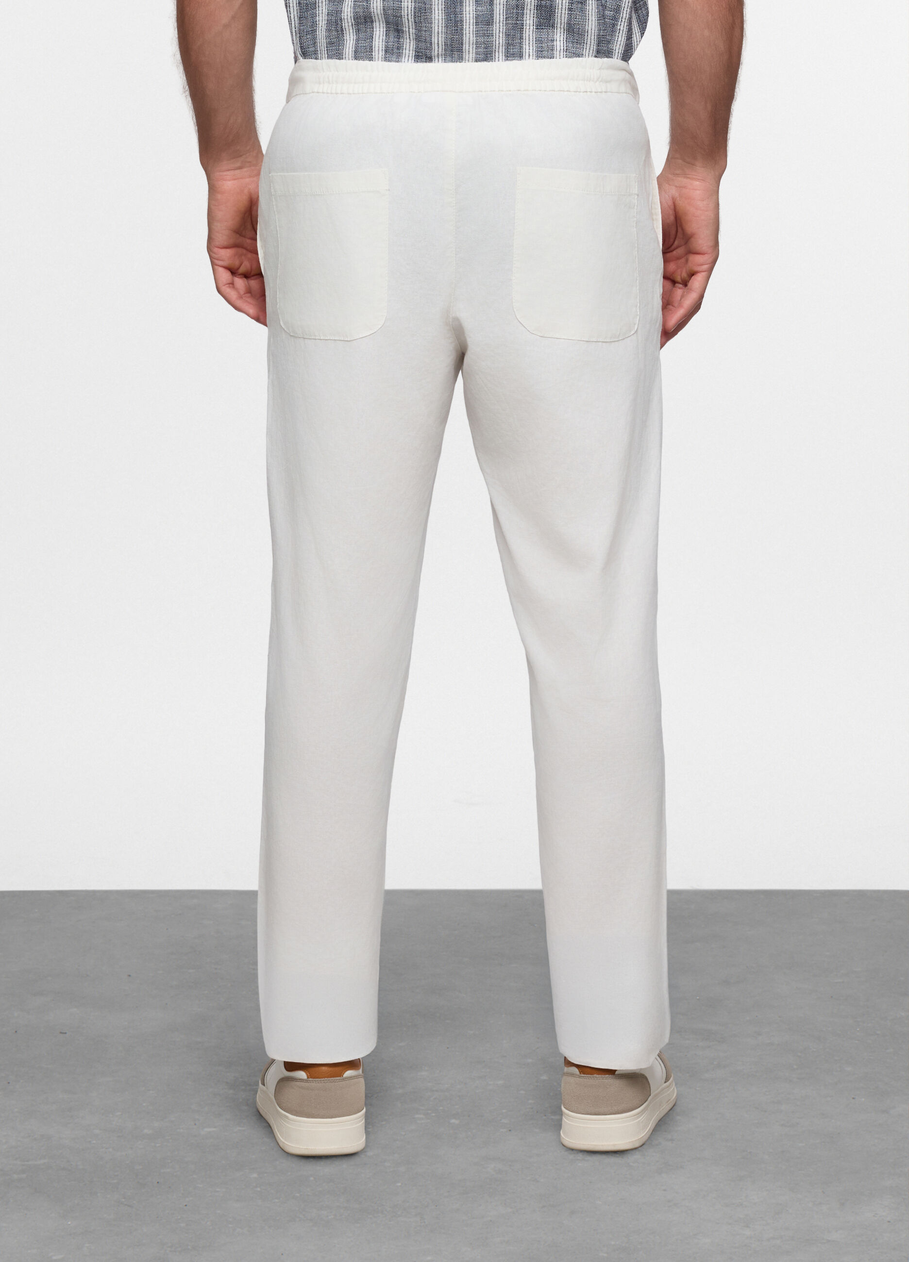 Pantaloni chino in lino e cotone uomo_1