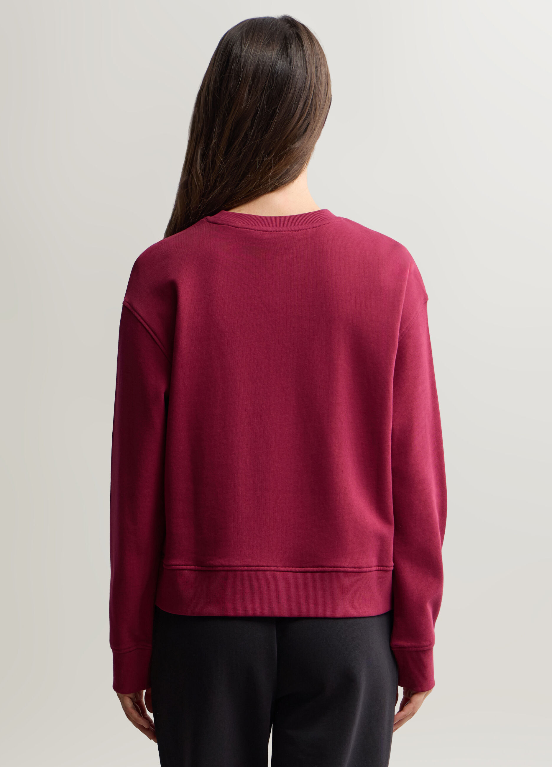 Felpa girocollo in puro cotone garzato donna_1