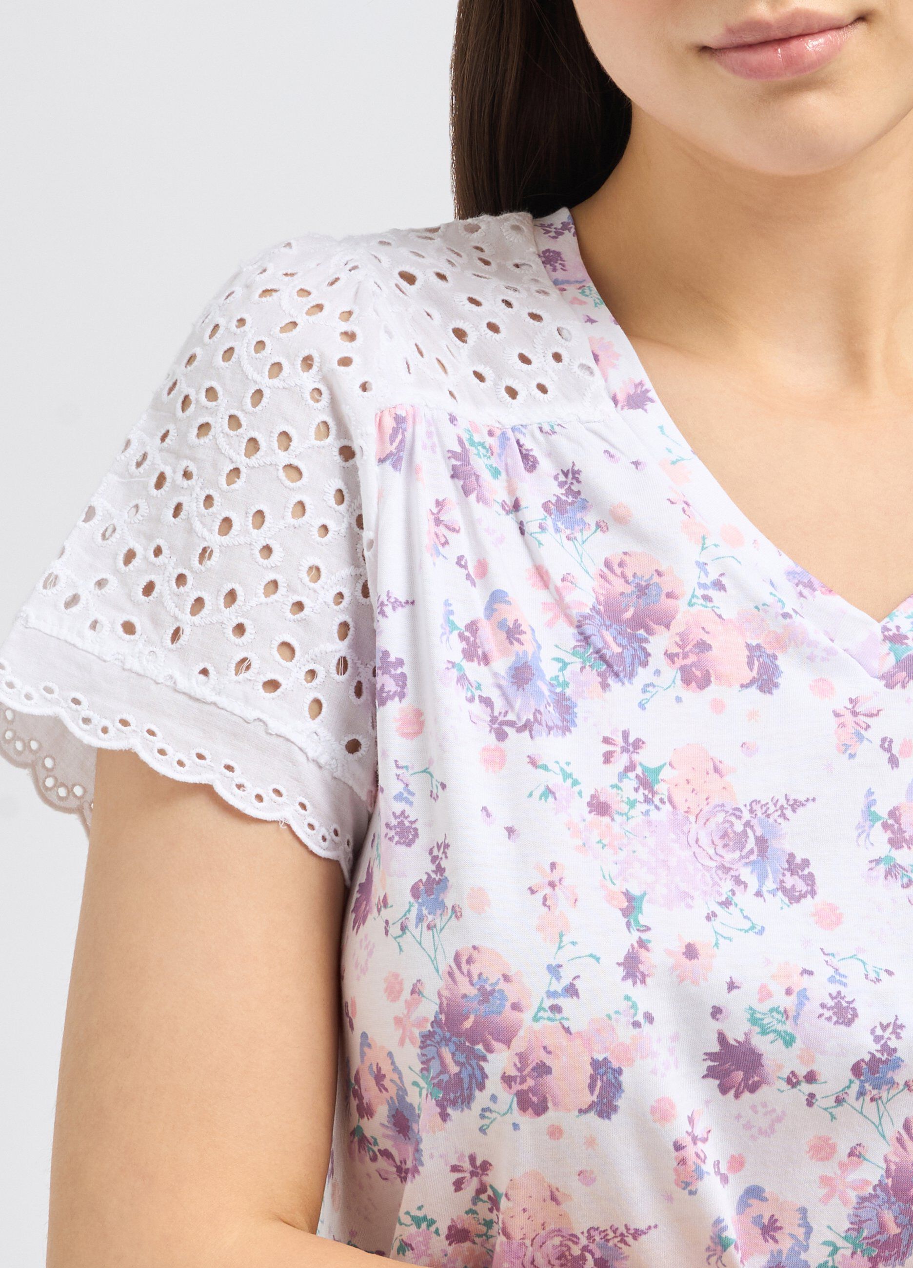 Camicia da notte con inserti in sangallo donna_2