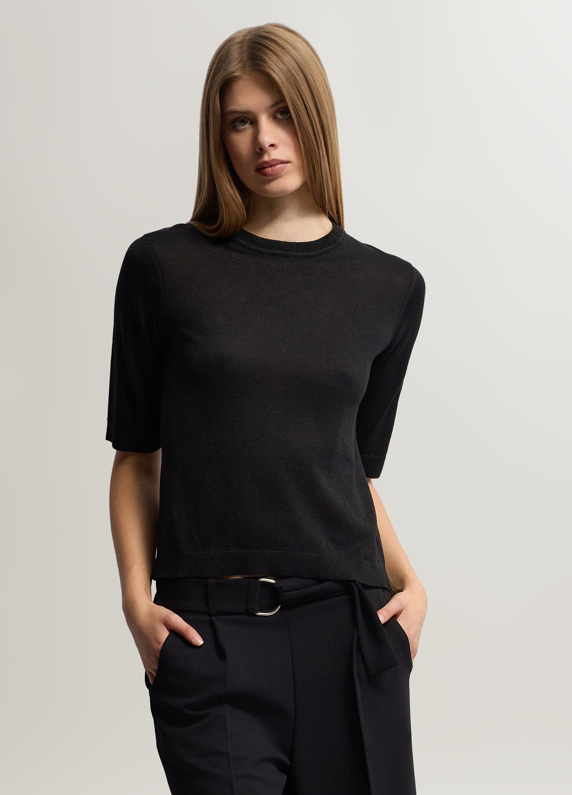 Maglia girocollo rasata donna_0