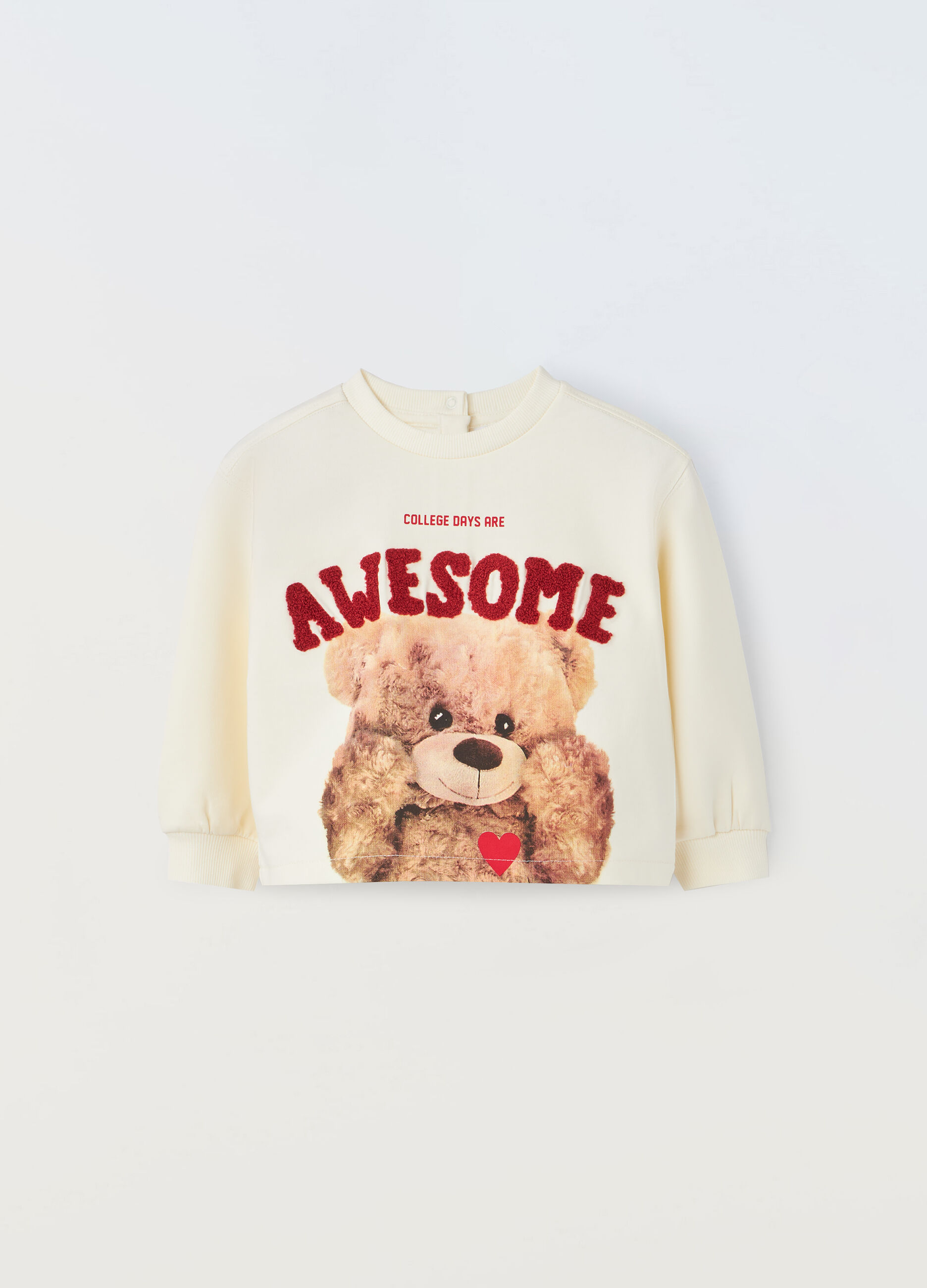 Felpa girocollo in french terry stretch neonata_0