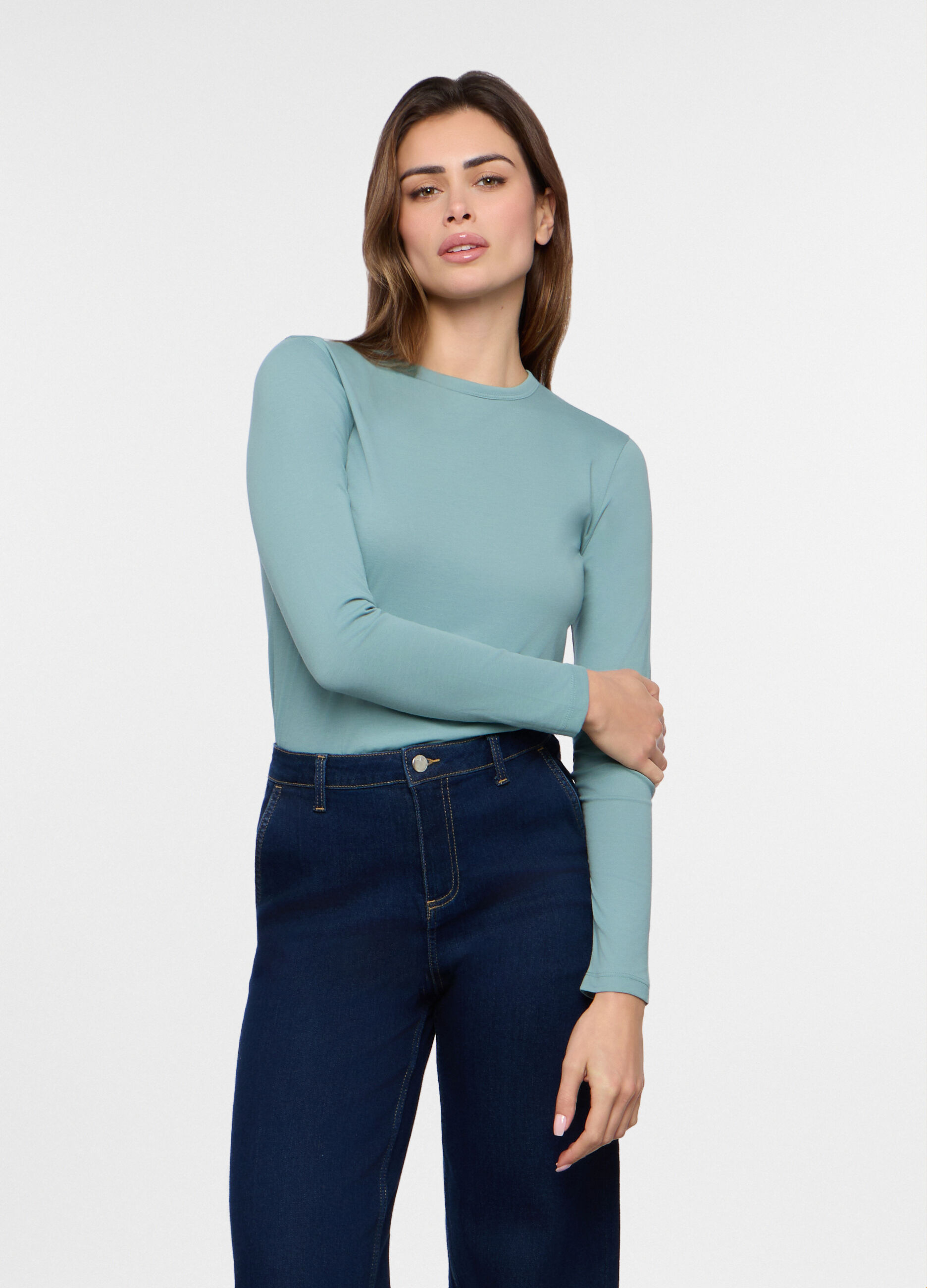 T-shirt in jersey di puro cotone donna_0