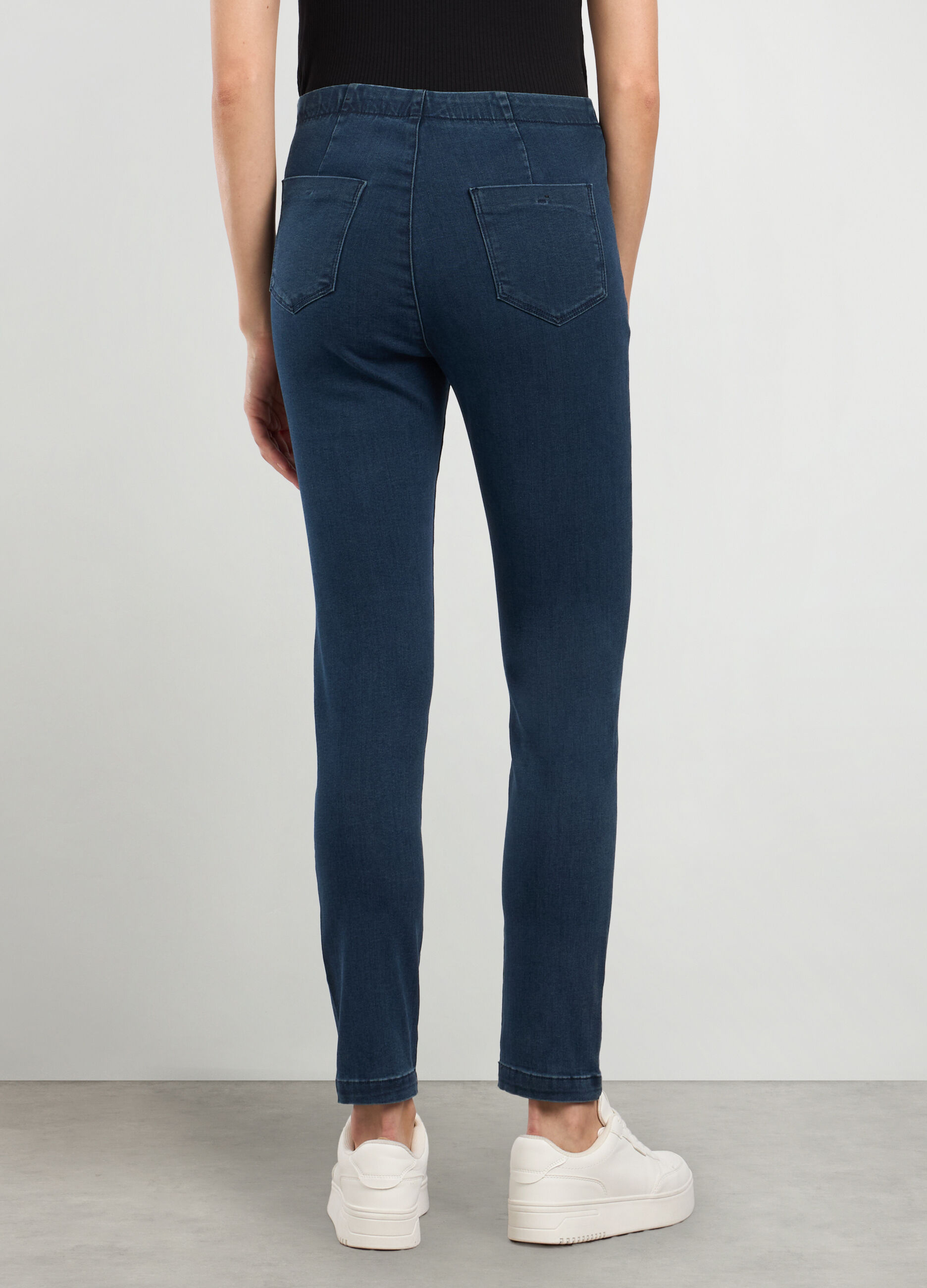 Treggings in denim di cotone stretch donna_1