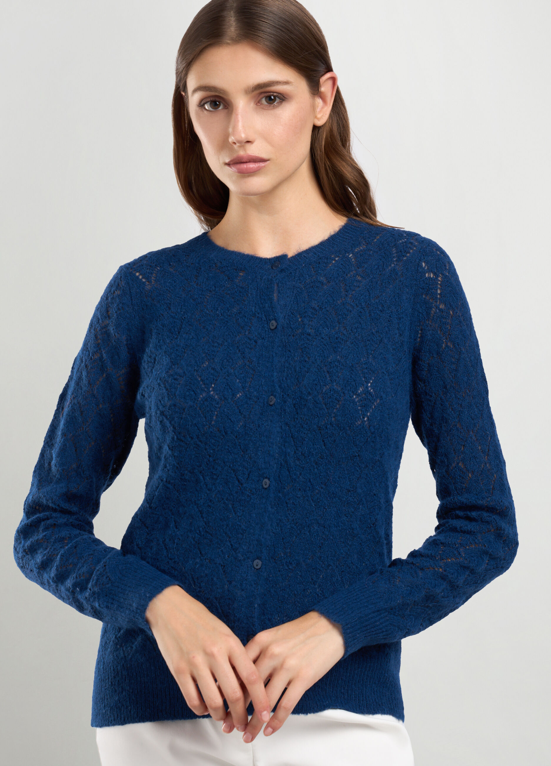 Cardigan tricot in misto lana di alpaca donna_2