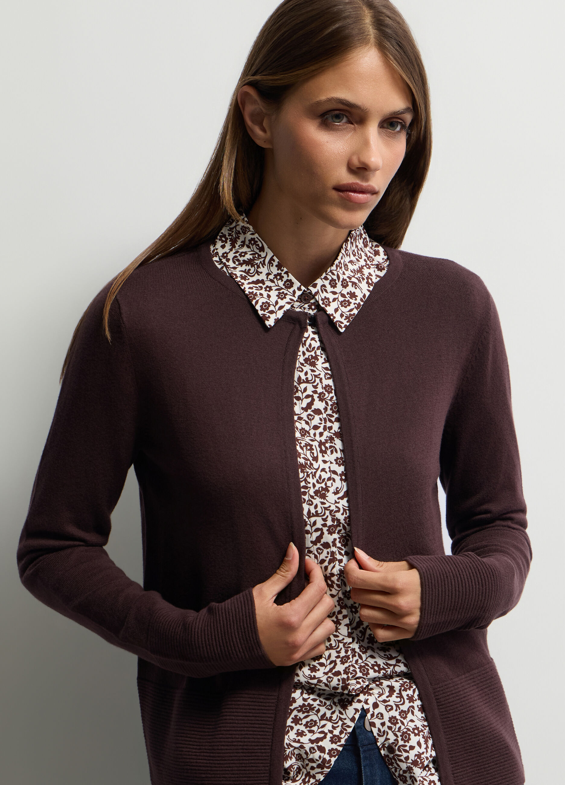 Cardigan girocollo rasato donna_2