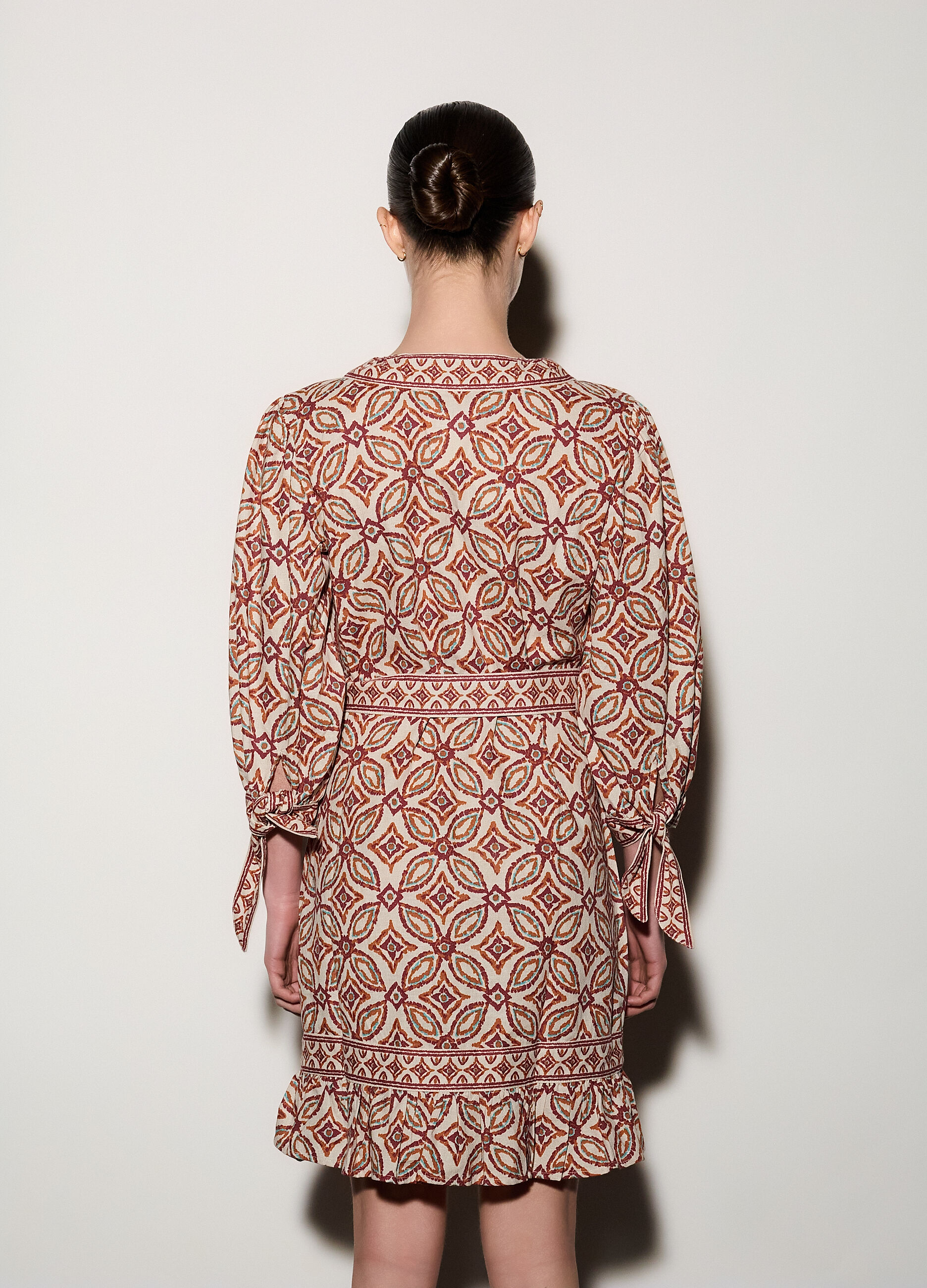 Abito corto misto lino donna_2