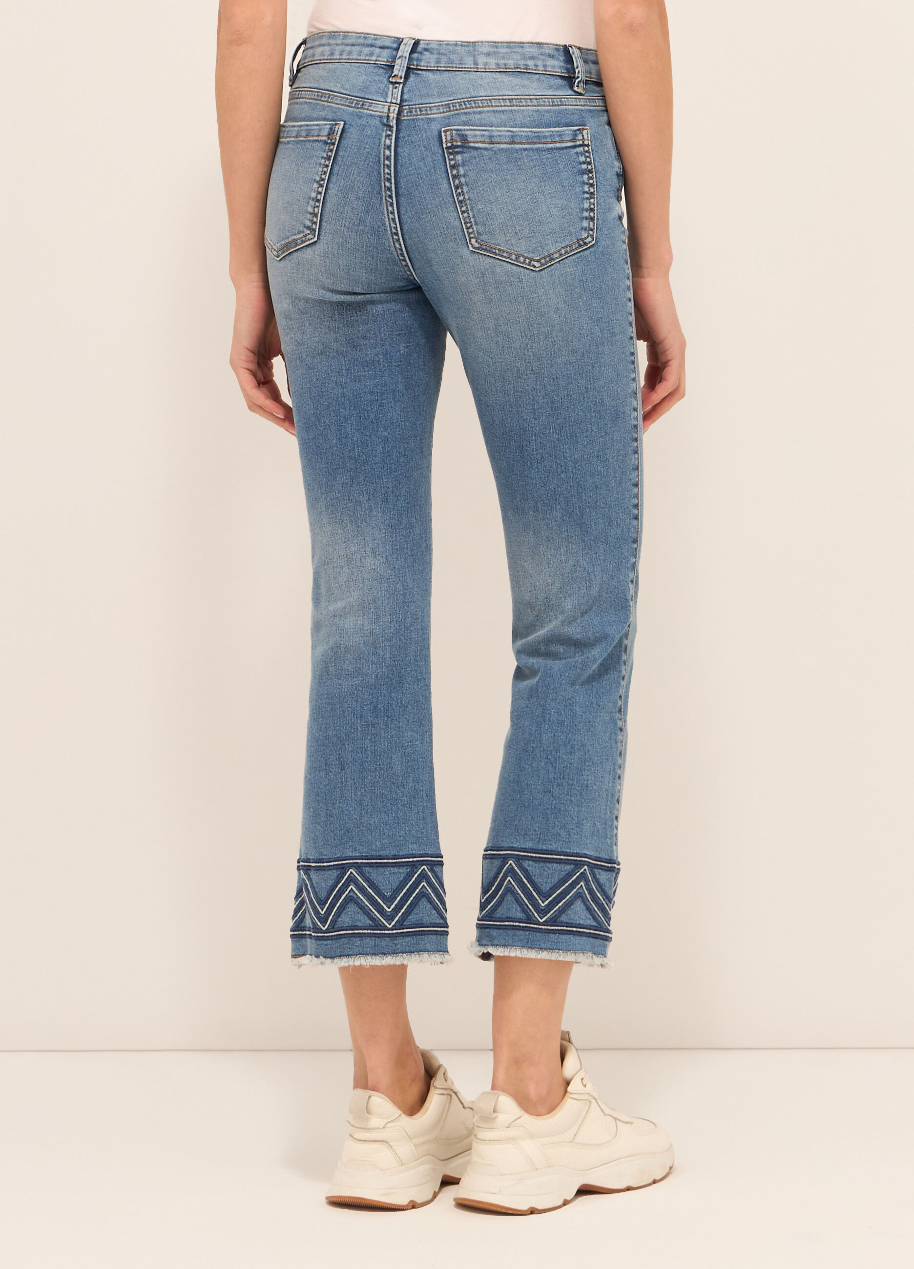 Pantaloni in denim misto cotone donna_1