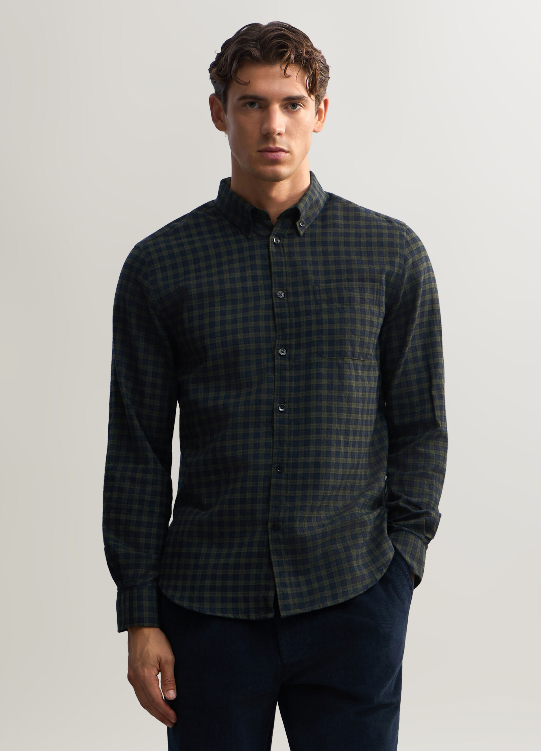 Camicia a quadri in flanella uomo_0