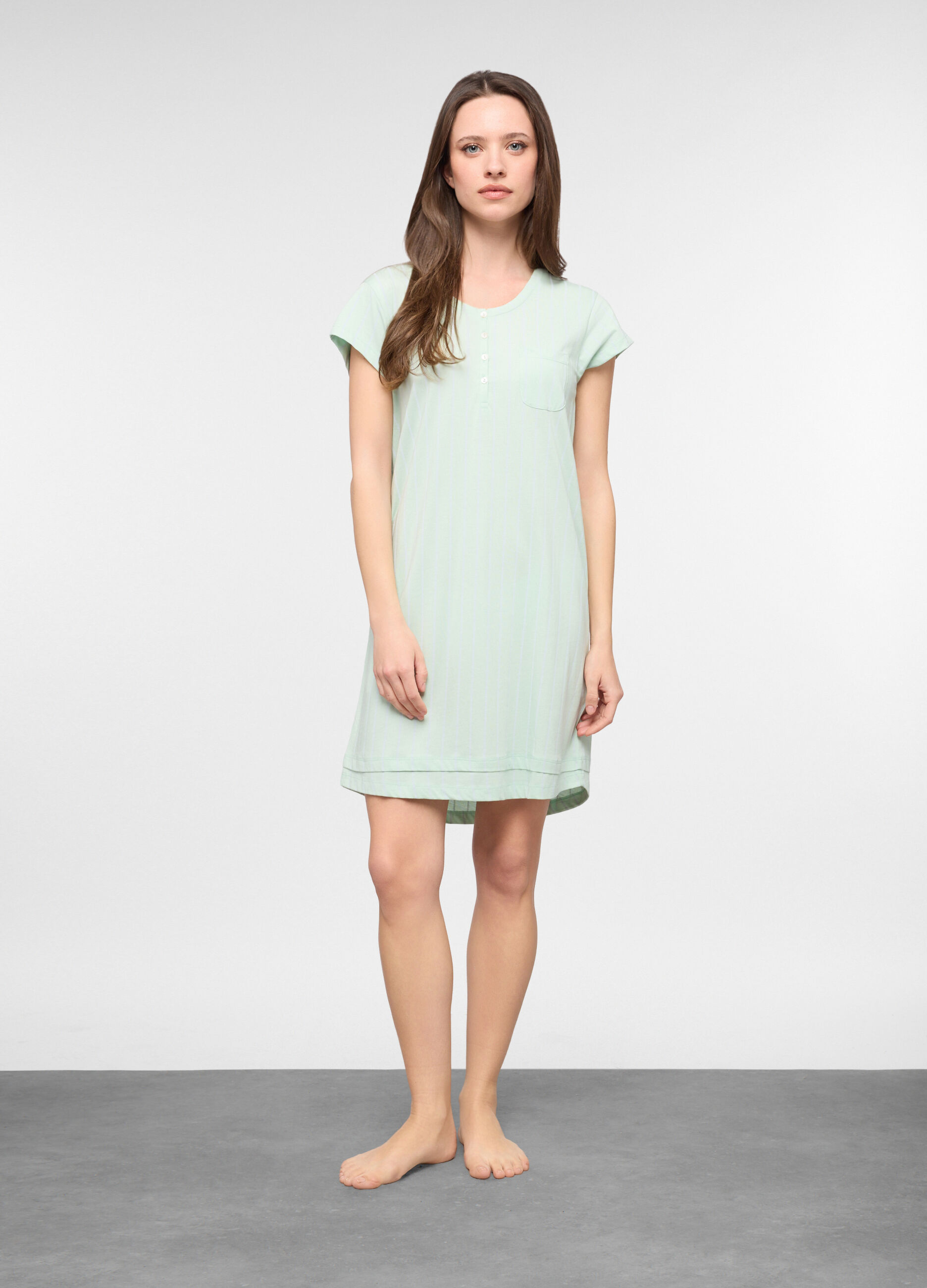 Camicia da notte in jersey di puro cotone donna_0