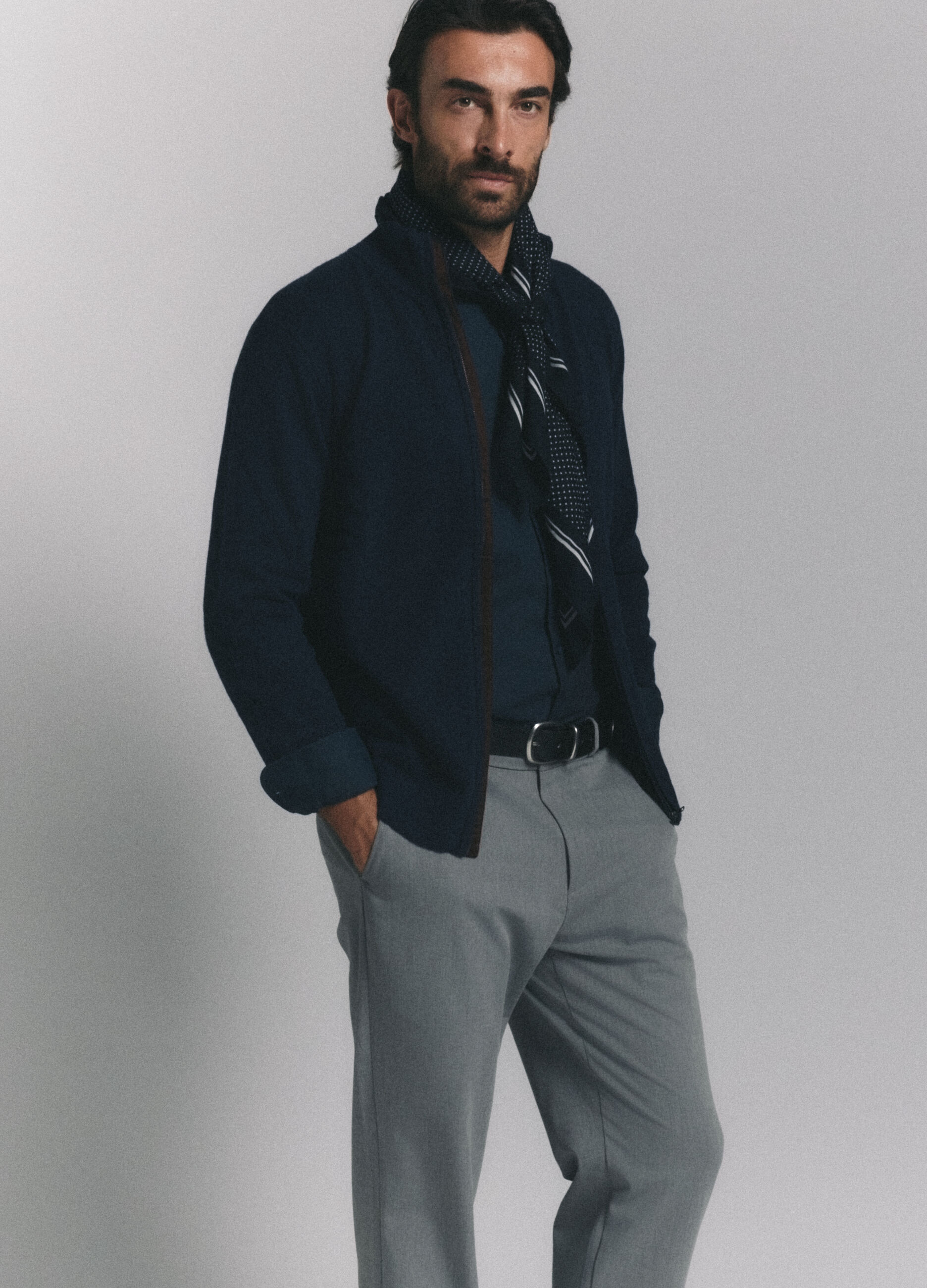 Cardigan con zip in lambswool uomo_1