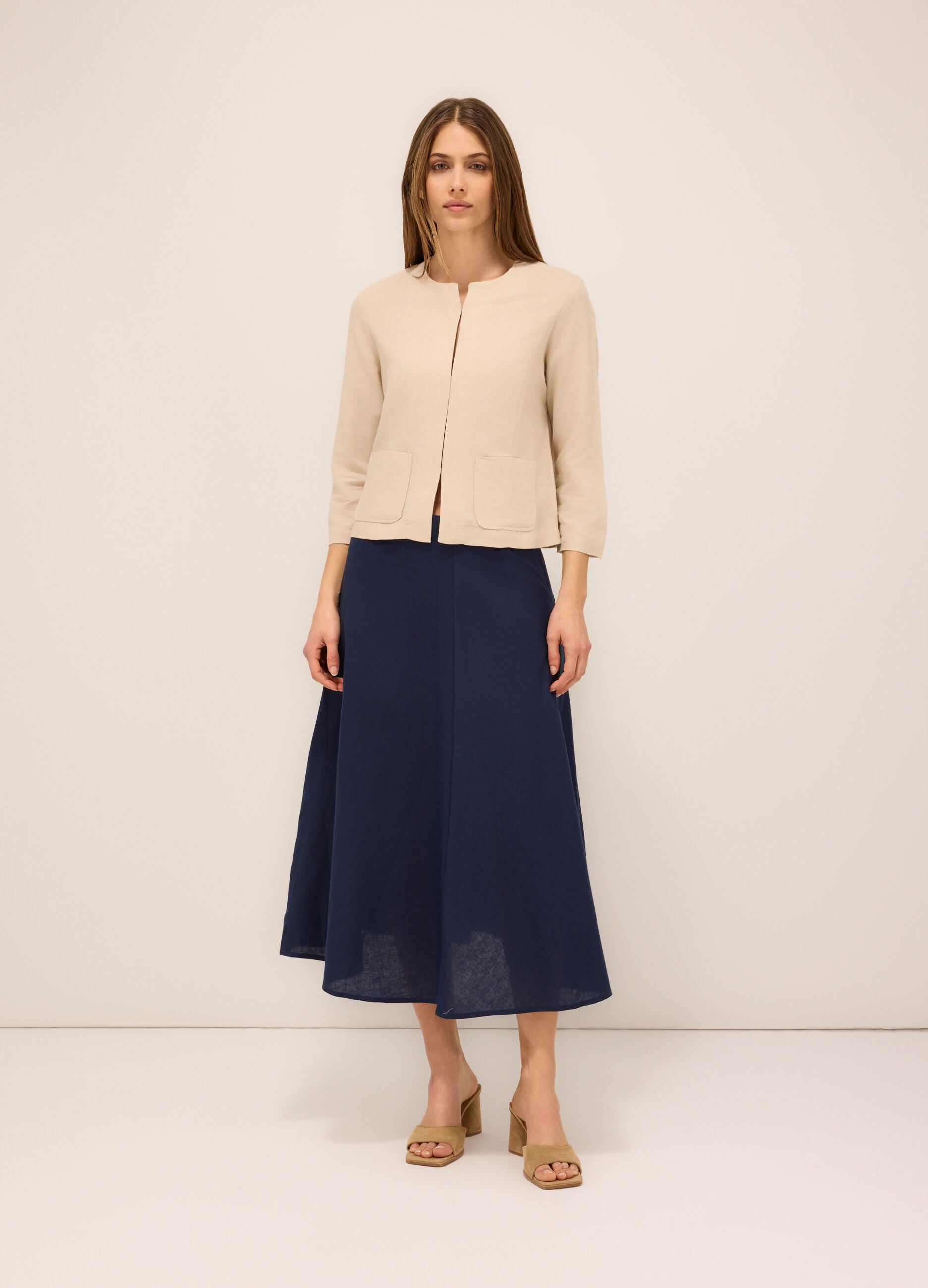 Giacca misto lino donna_0