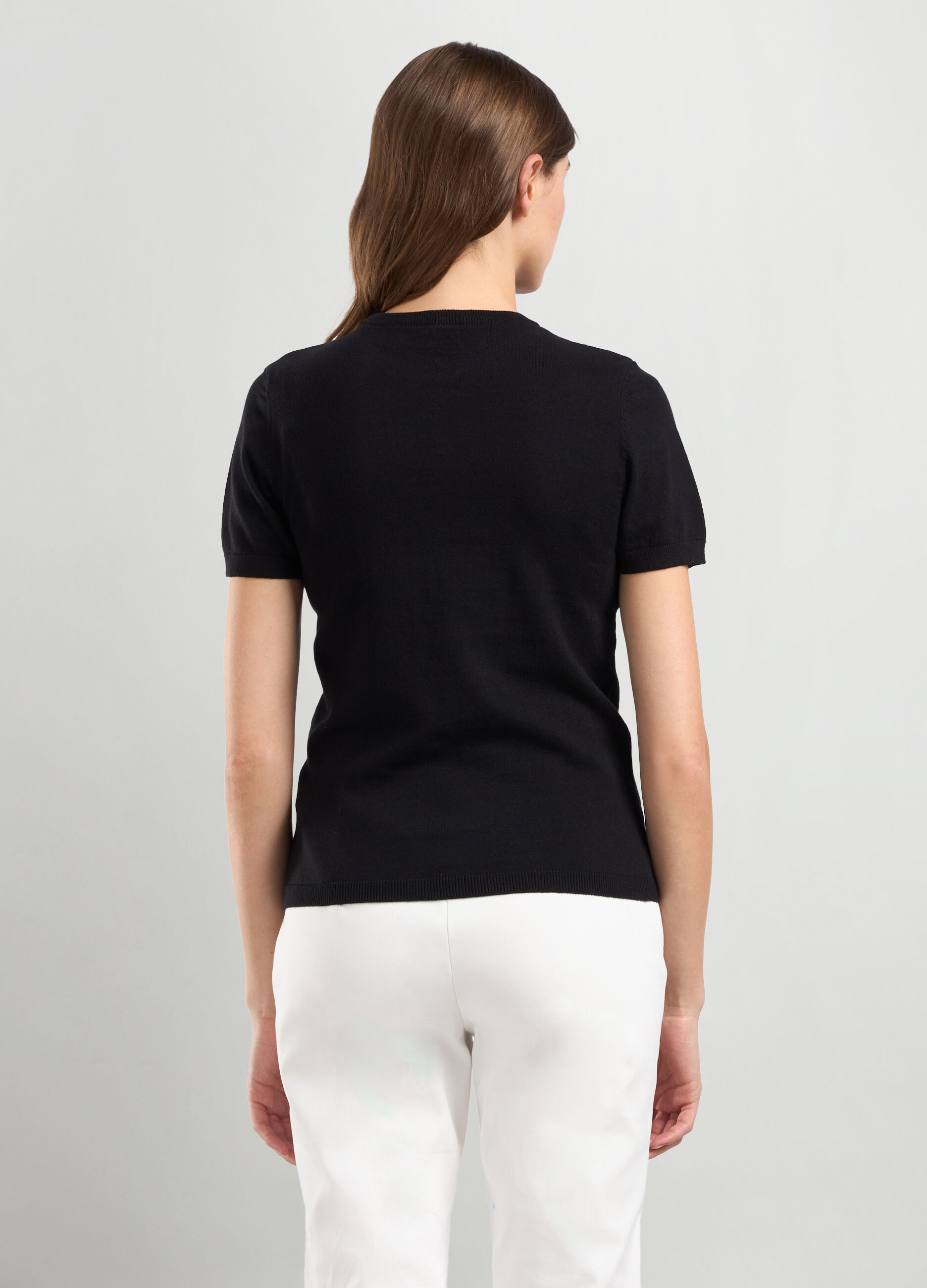 Tricot misto cotone a maniche corte donna_1