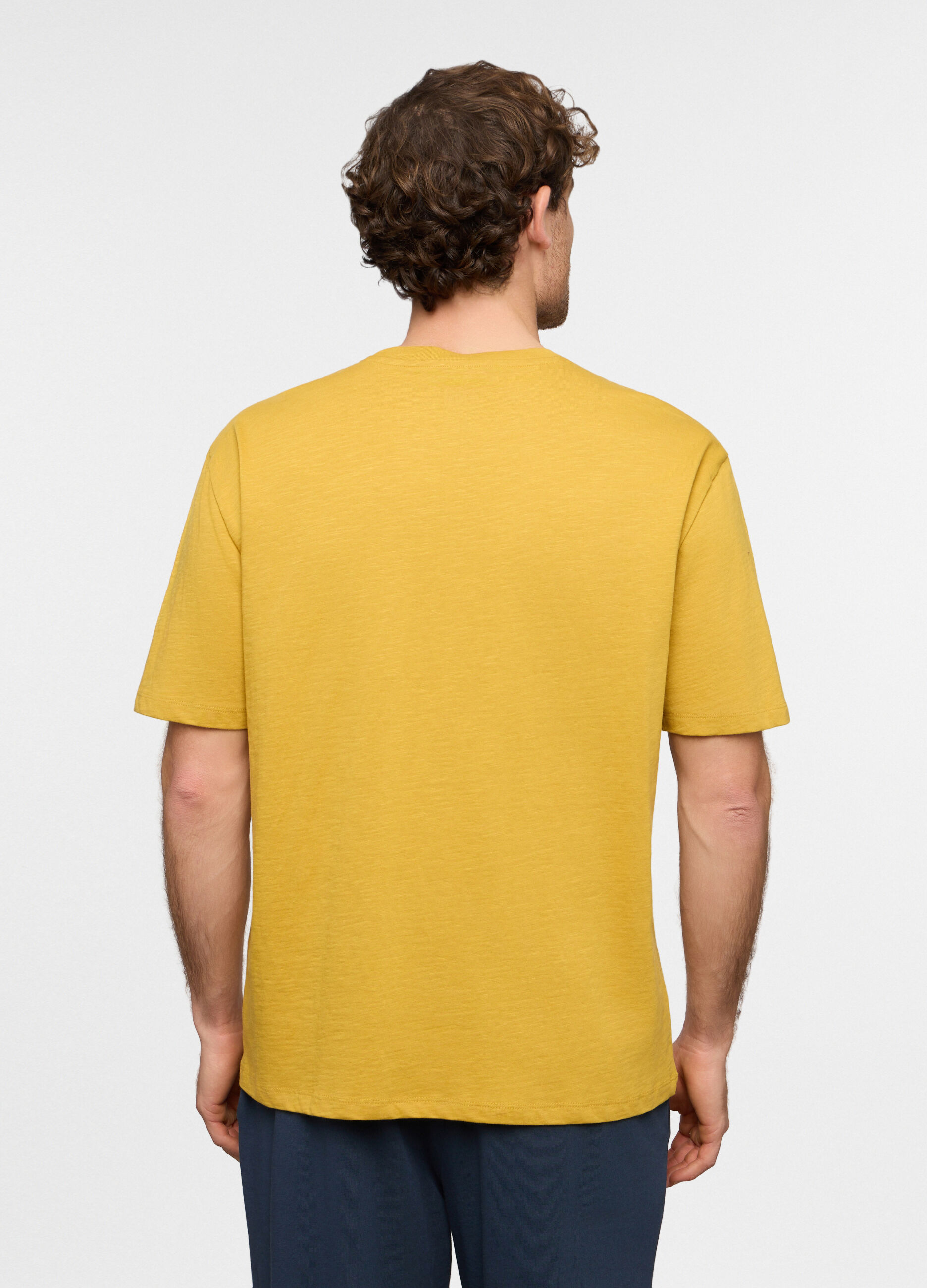 T-shirt girocollo in cotone fiammato uomo_1