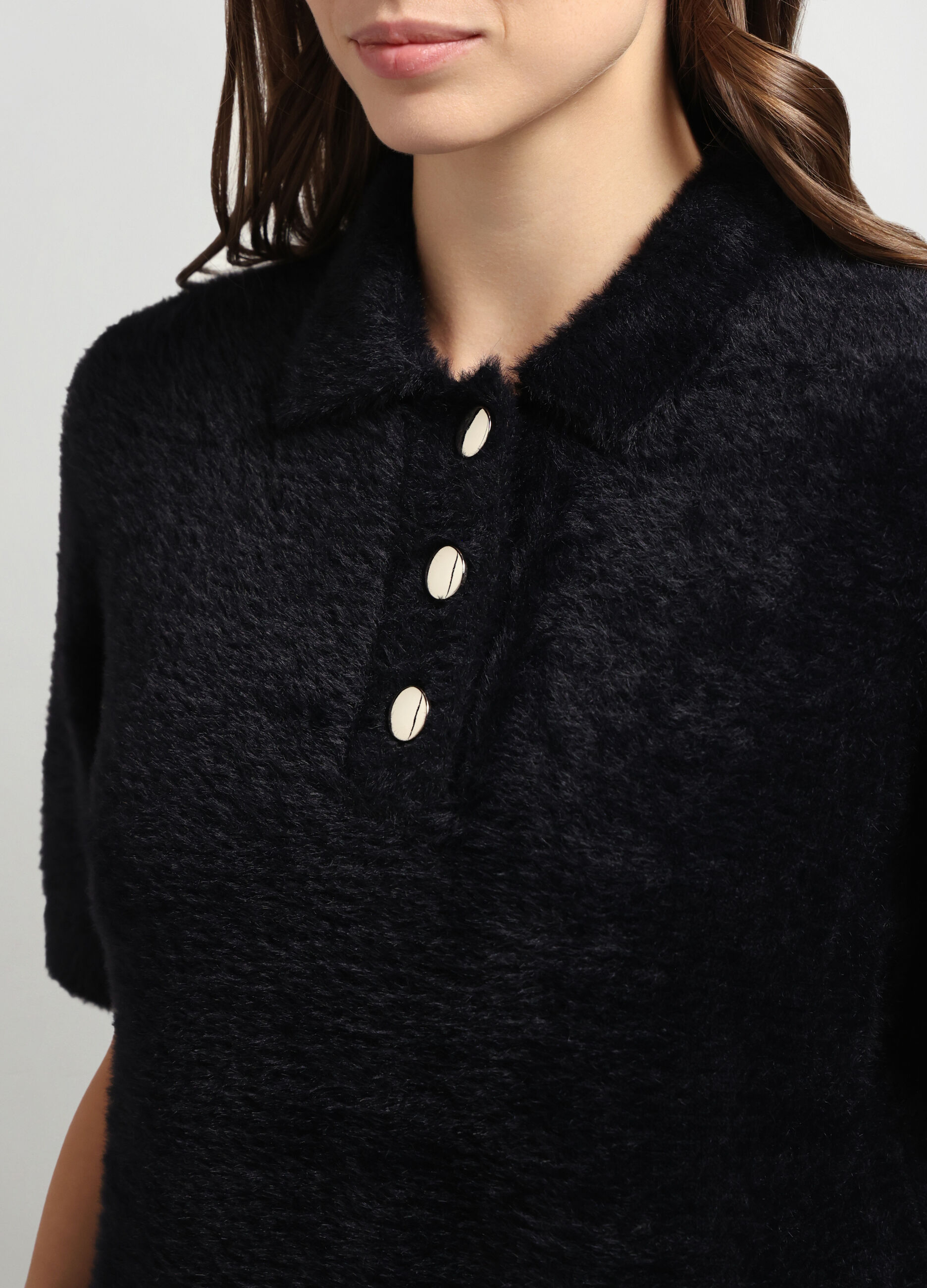 Polo tricot effetto eco fur donna_2