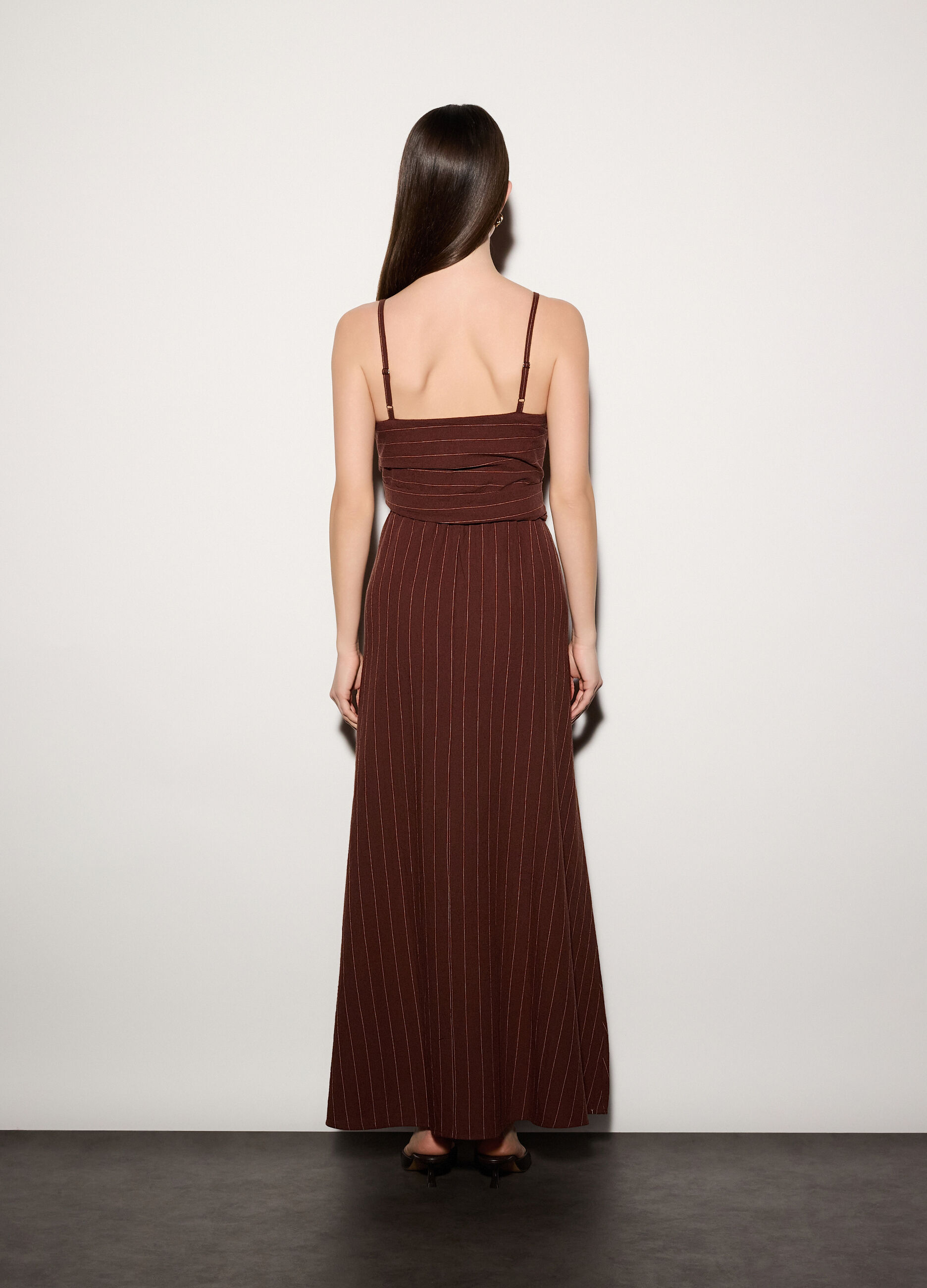 Abito gessato misto lino donna_2