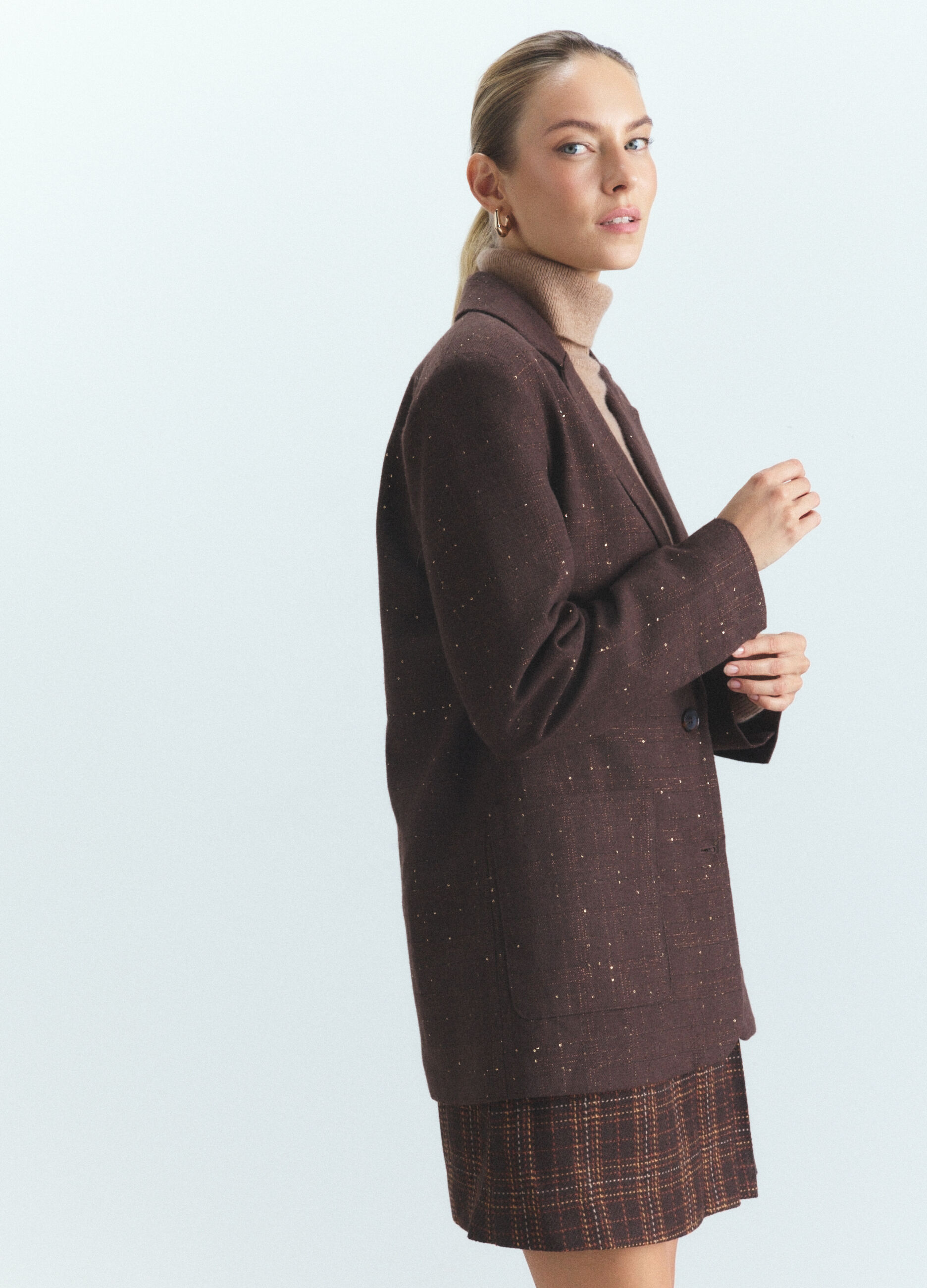 Blazer con collo reverse misto lana donna_3