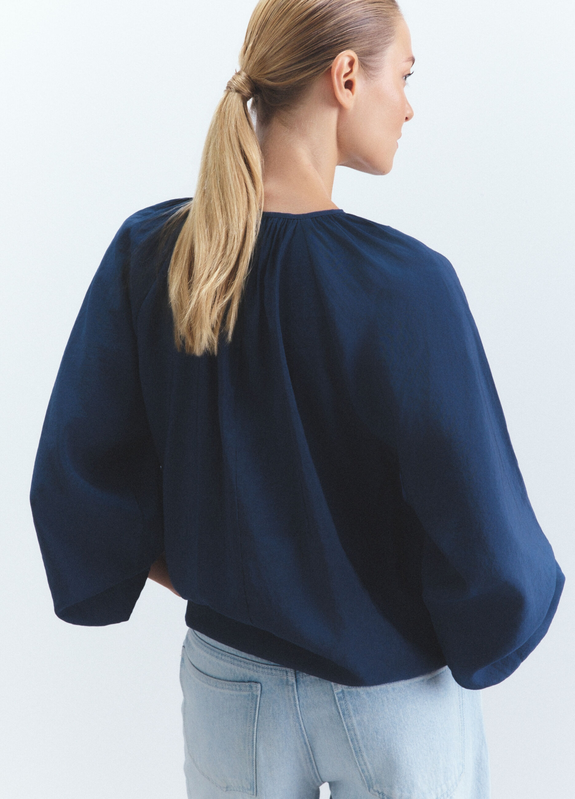 Blusa Fit Over con scollo rotondo misto modal donna_2