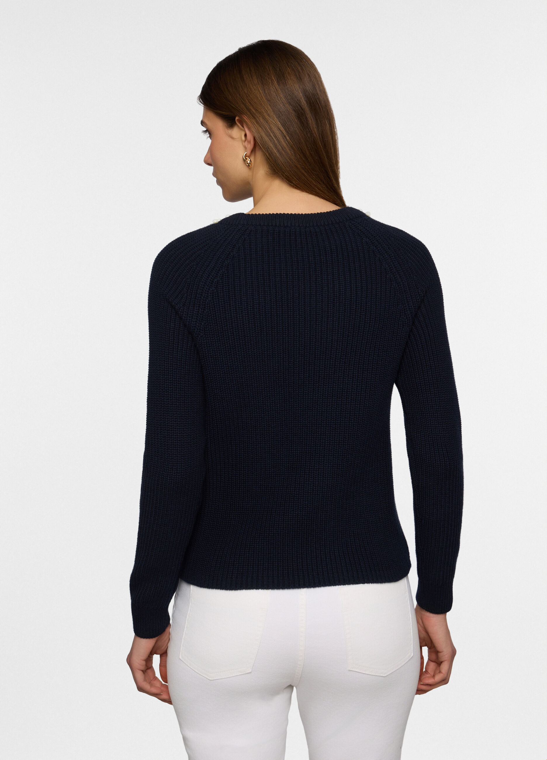 Pullover girocollo in costina donna_1