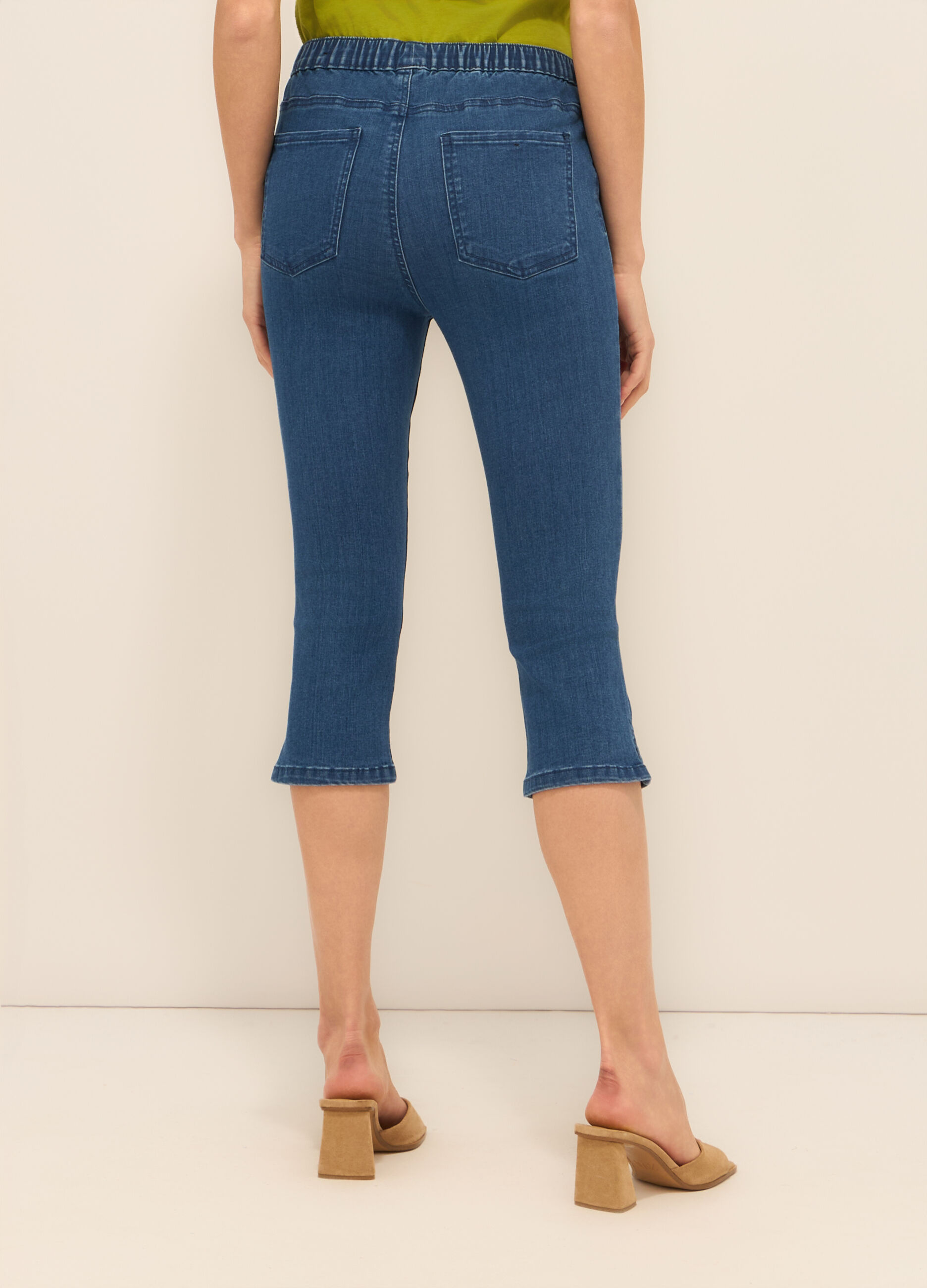 Jeggings capri in denim di misto cotone stretch donna_1