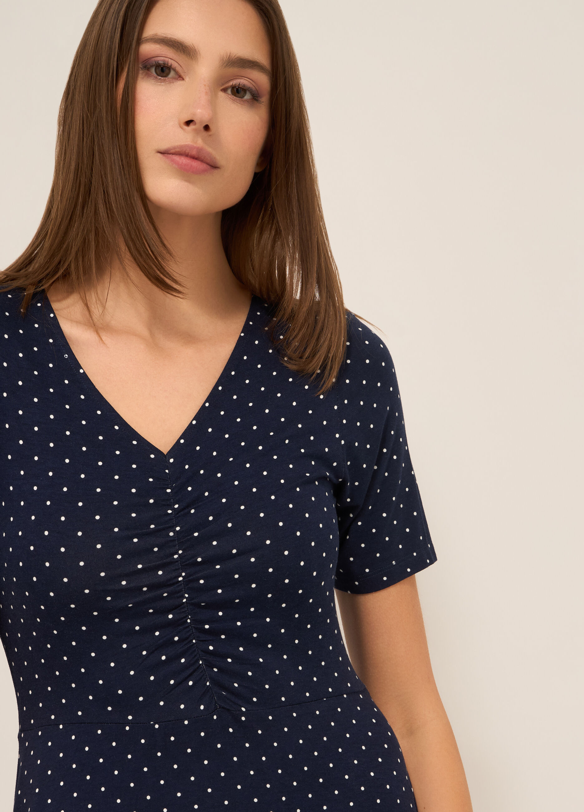 Abito corto in jersey di viscosa stretch donna_2