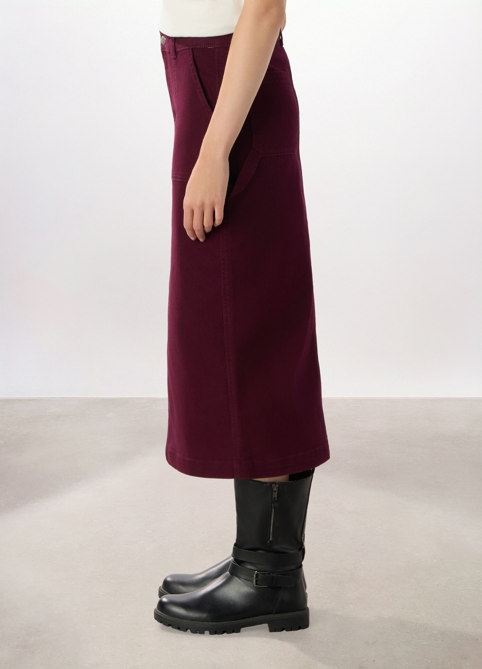 Gonna lunga in denim di cotone stretch donna_3