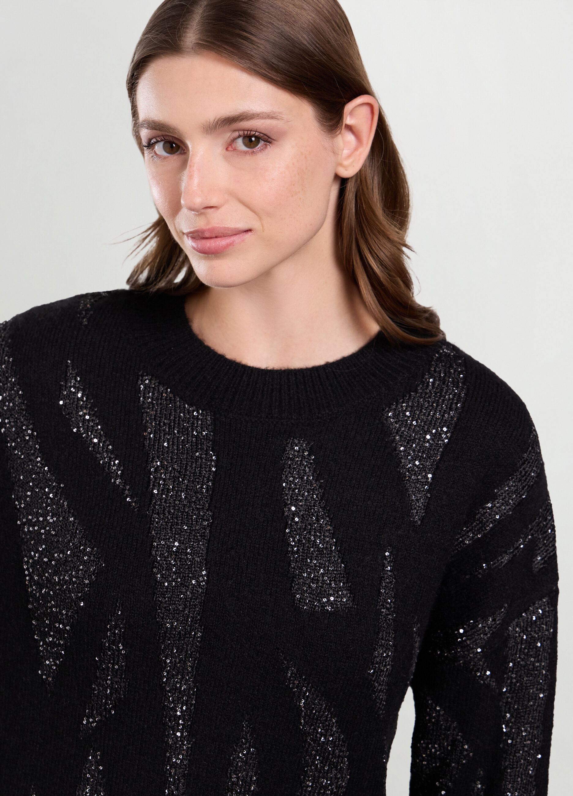 Tricot misto lana con paillettes donna_2