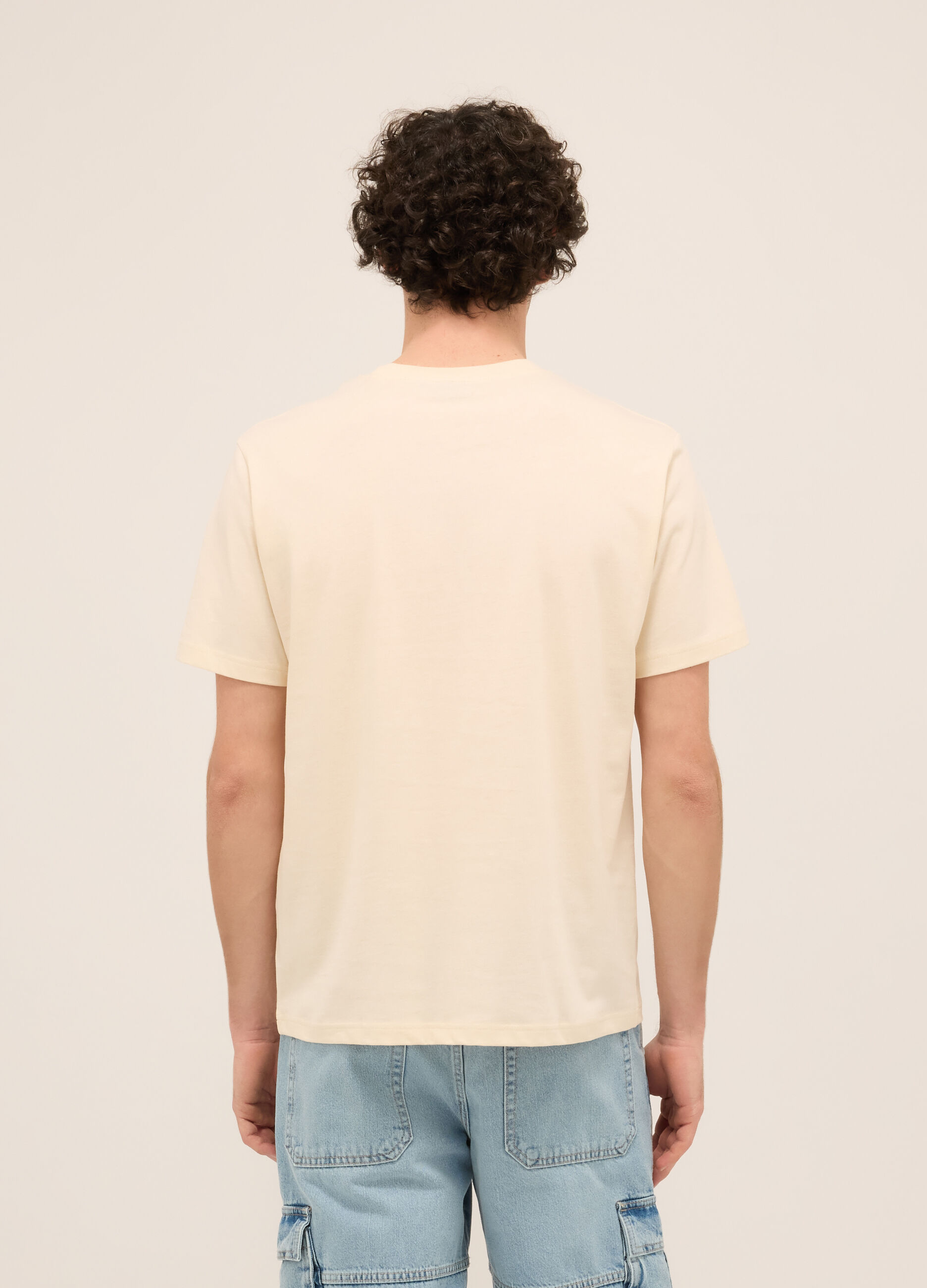 T-shirt girocollo in cotone con stampa uomo_1
