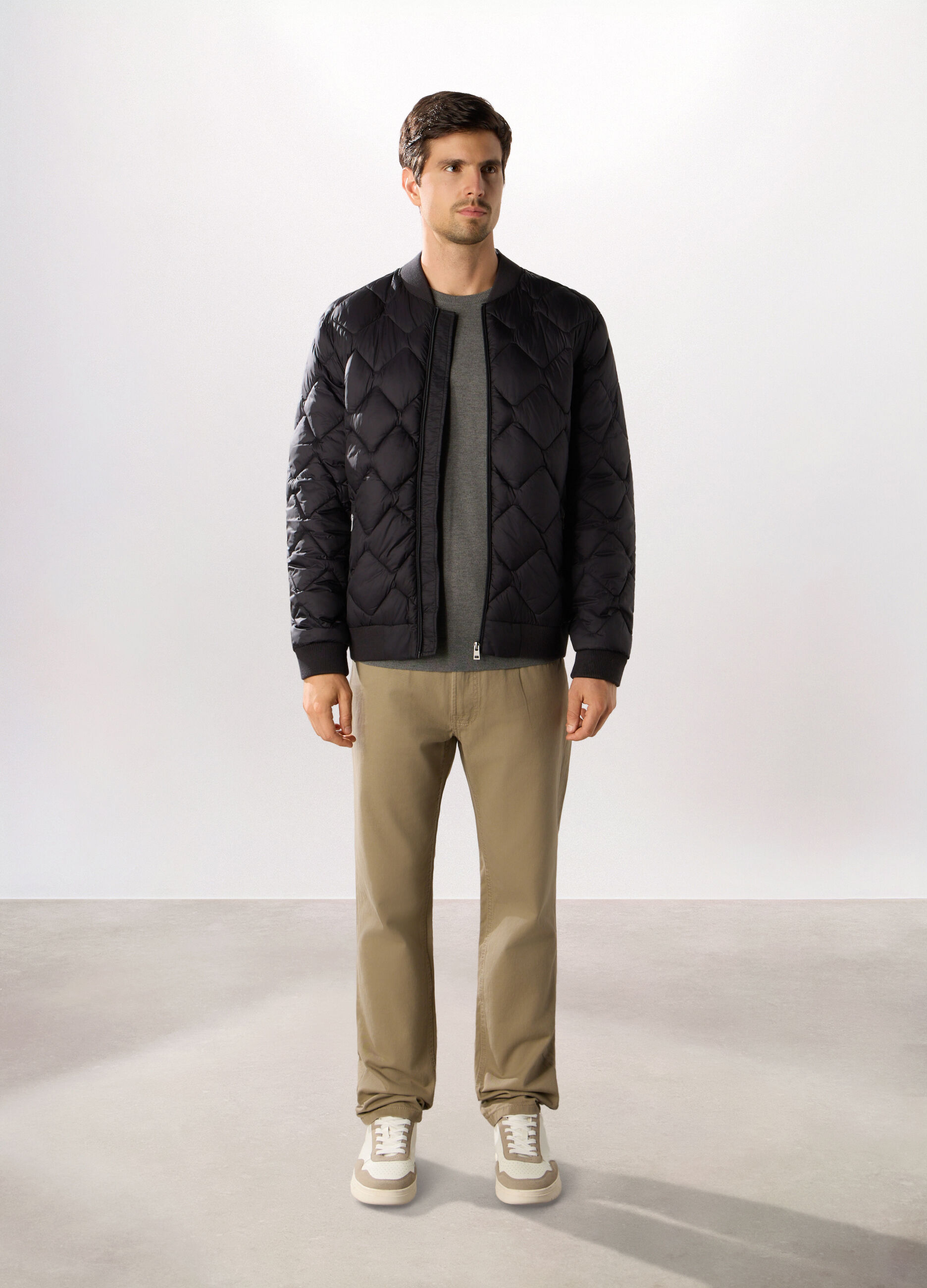 Bomber imbottito con zip uomo_0