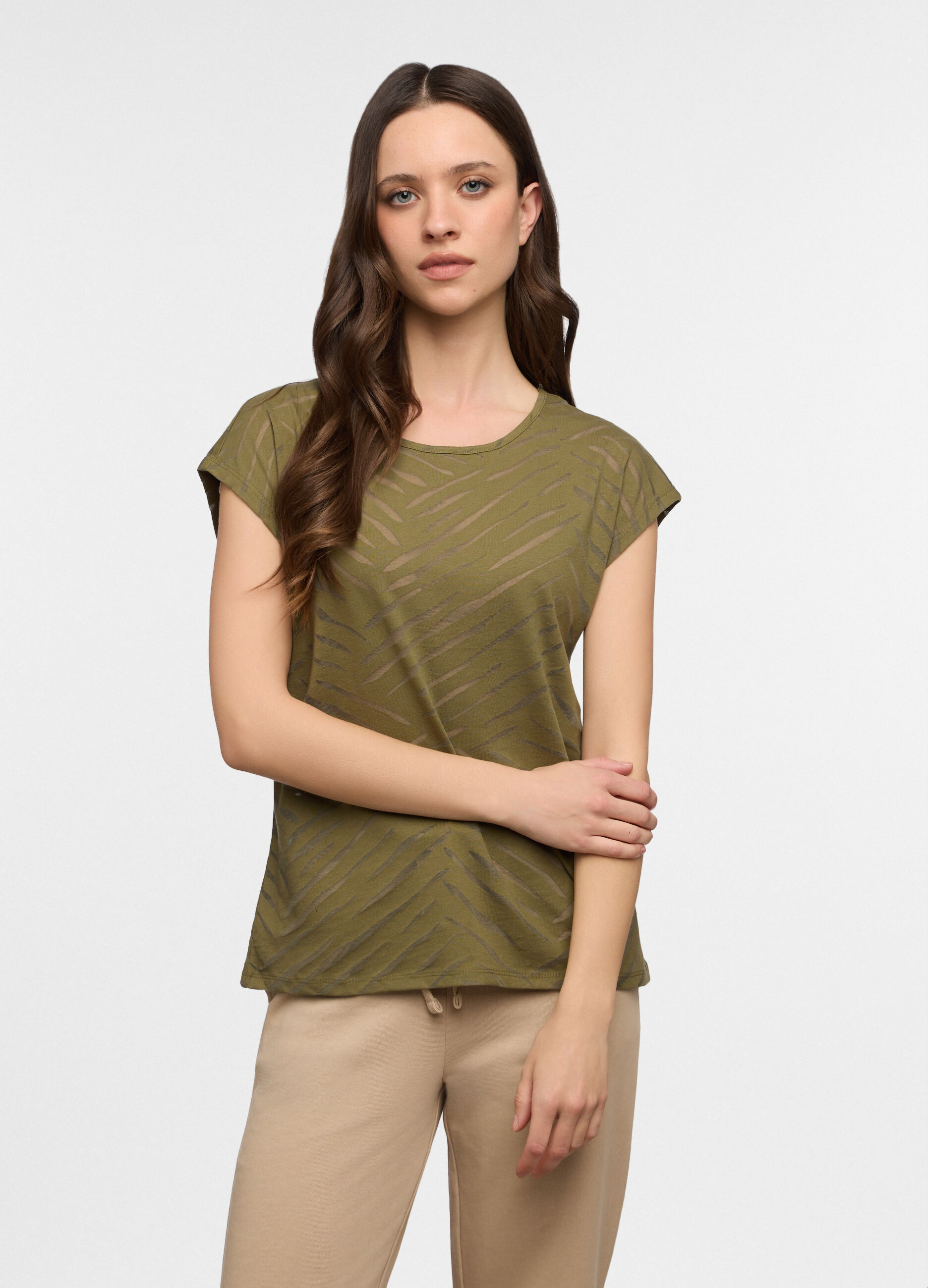 T-shirt girocollo stretch donna_0