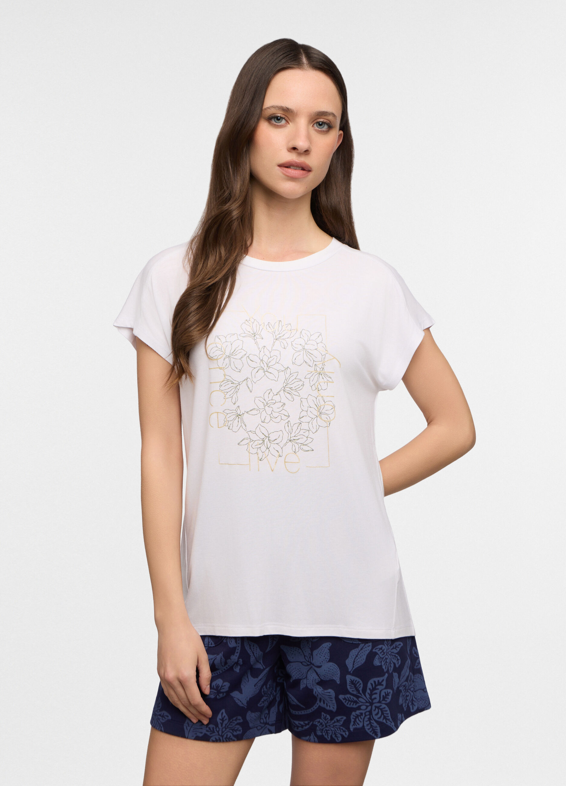 T-shirt fit over girocollo stretch donna_0