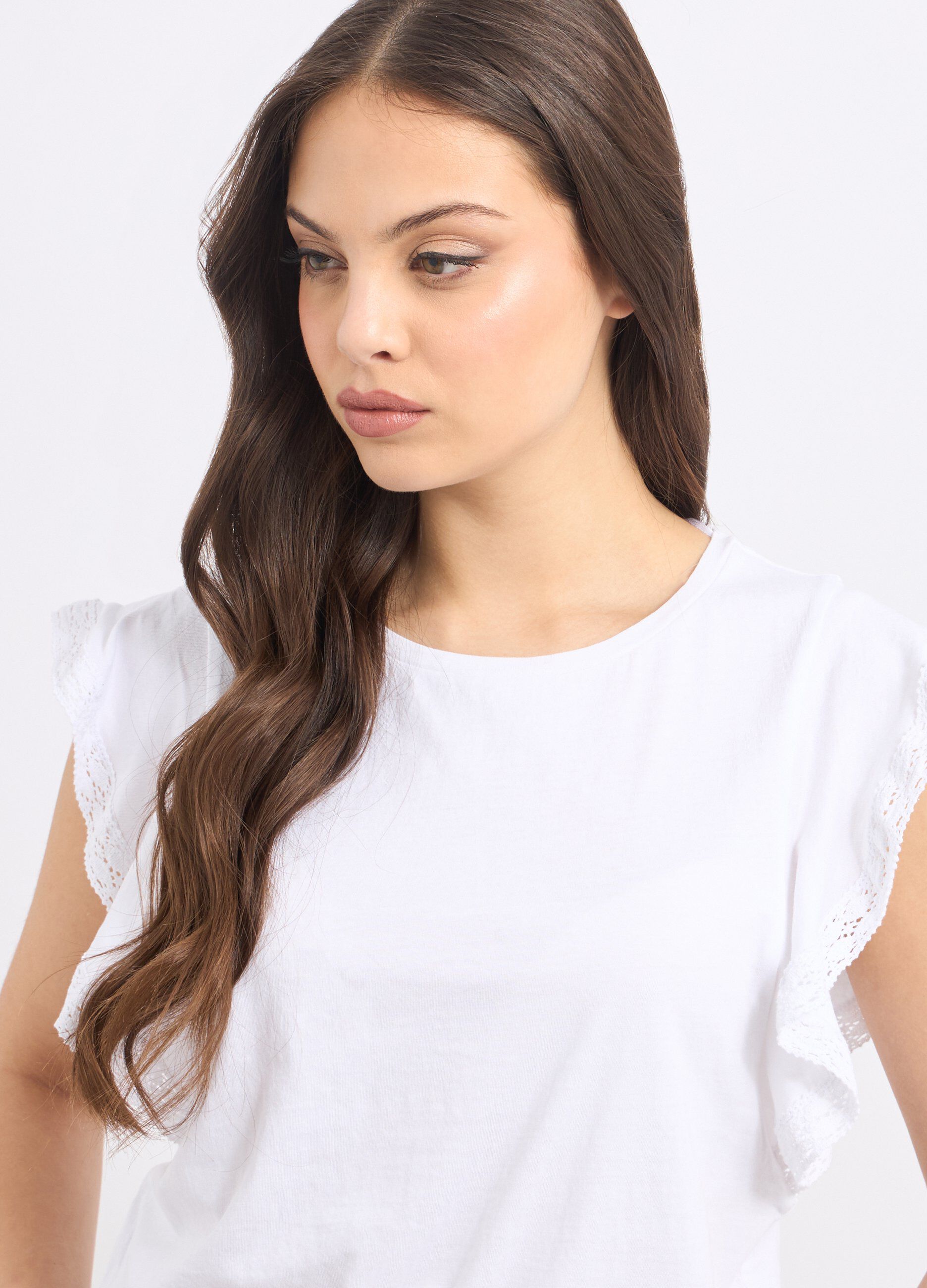 T-shirt in puro cotone con maniche ad aletta donna_2