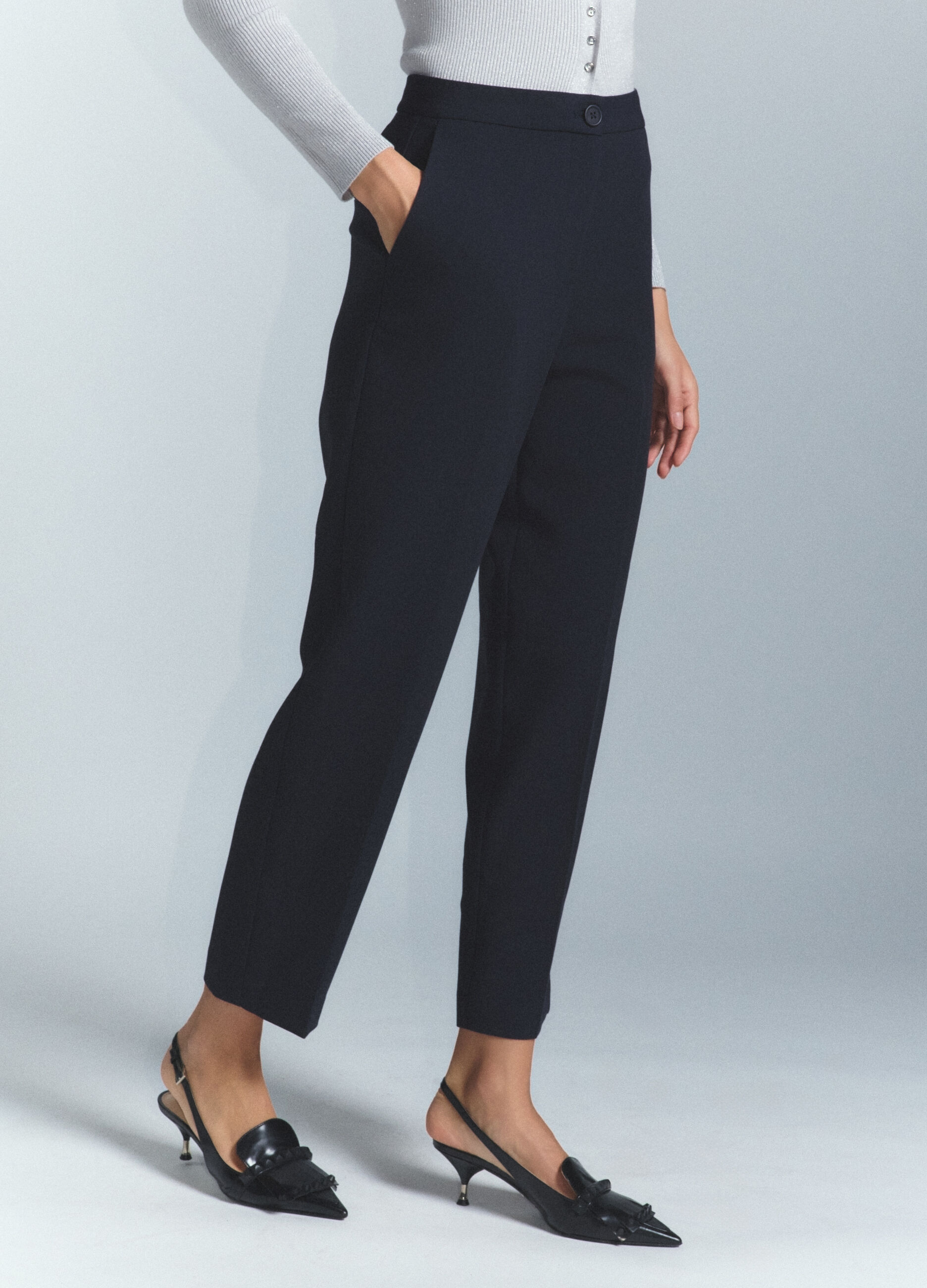 Pantaloni Fit Regular crepe donna_2