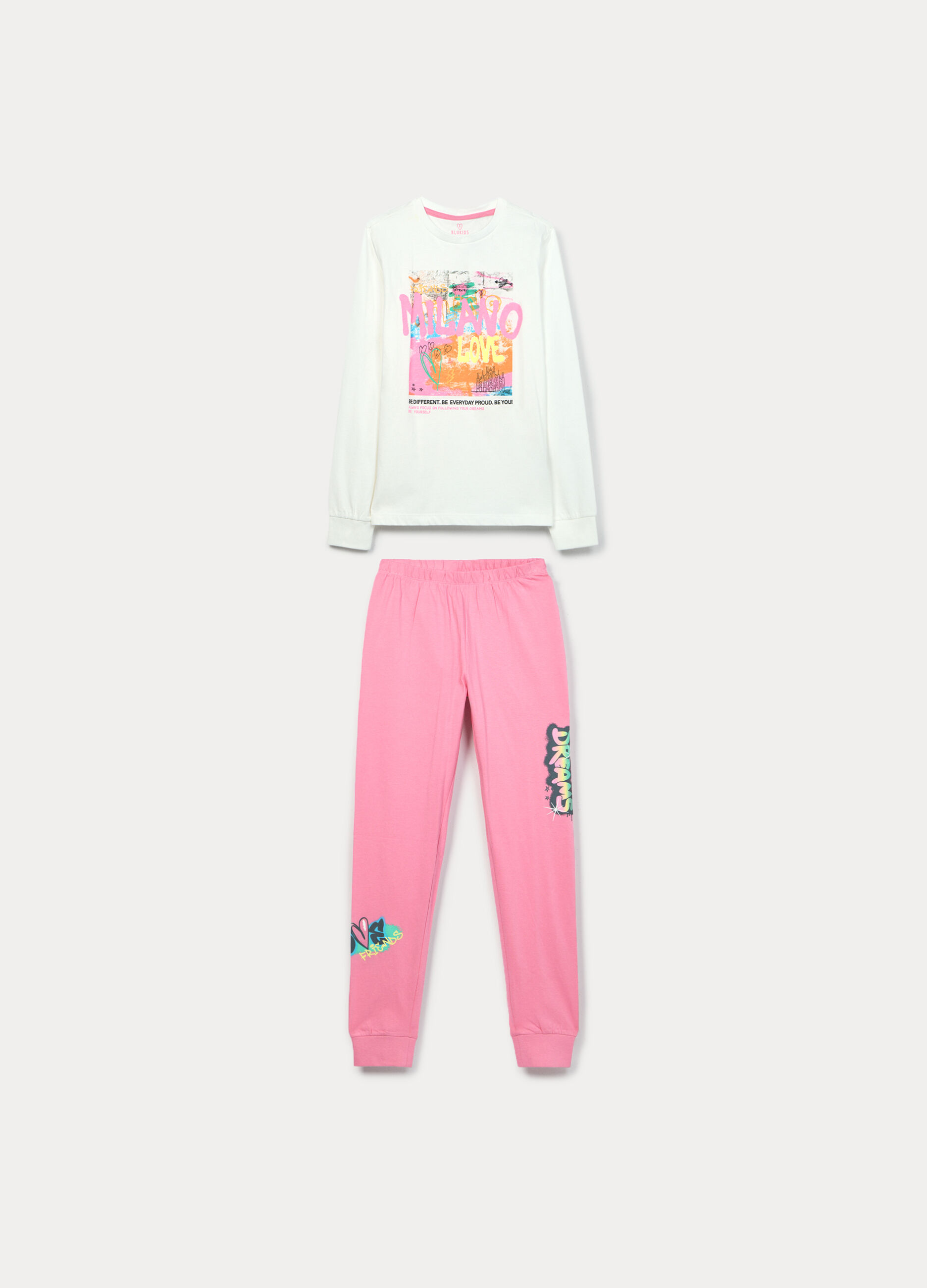 Set pigiama lungo in jersey di puro cotone ragazza_0