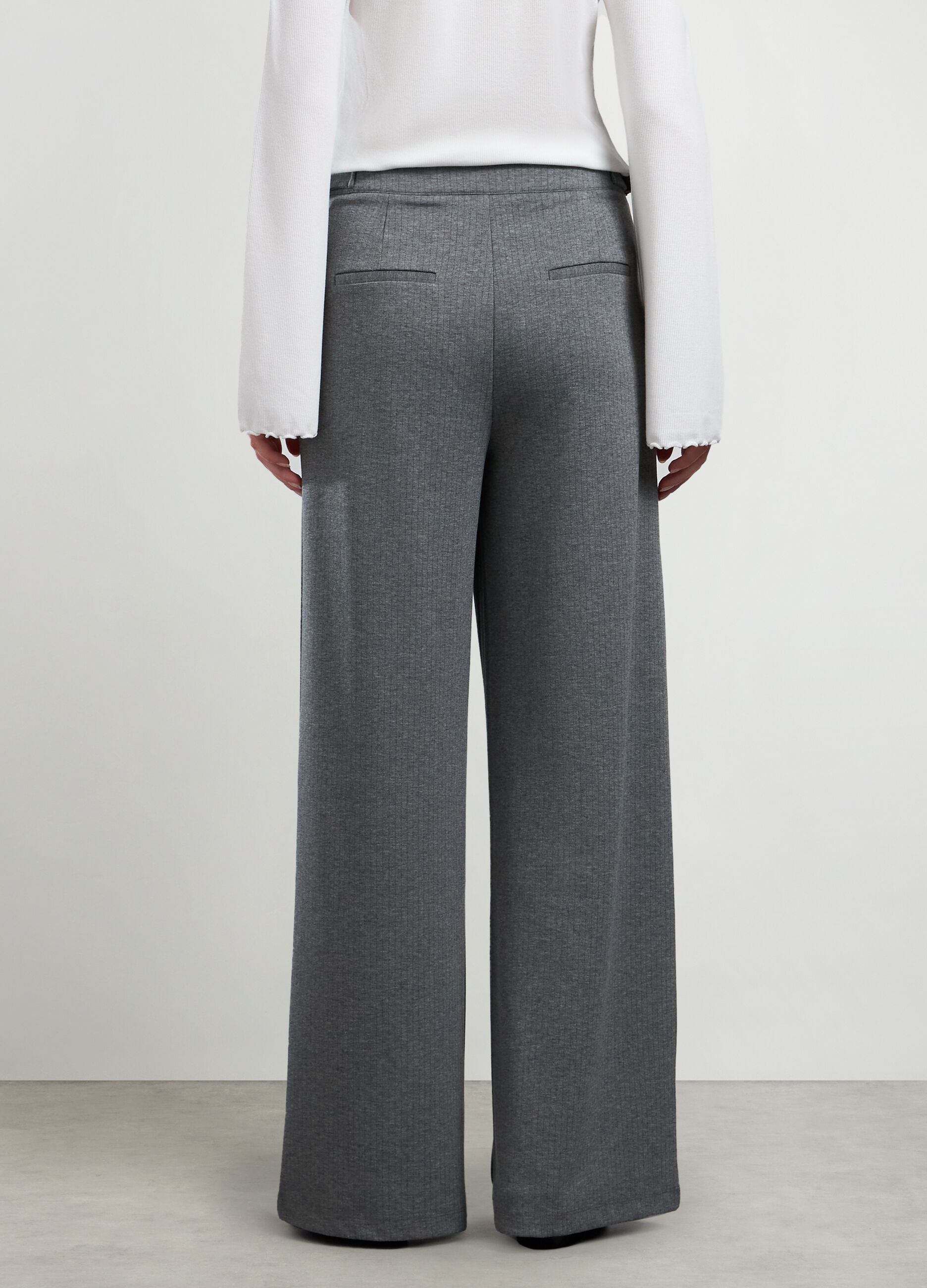 Pantalone palazzo gessato in misto viscosa donna_1