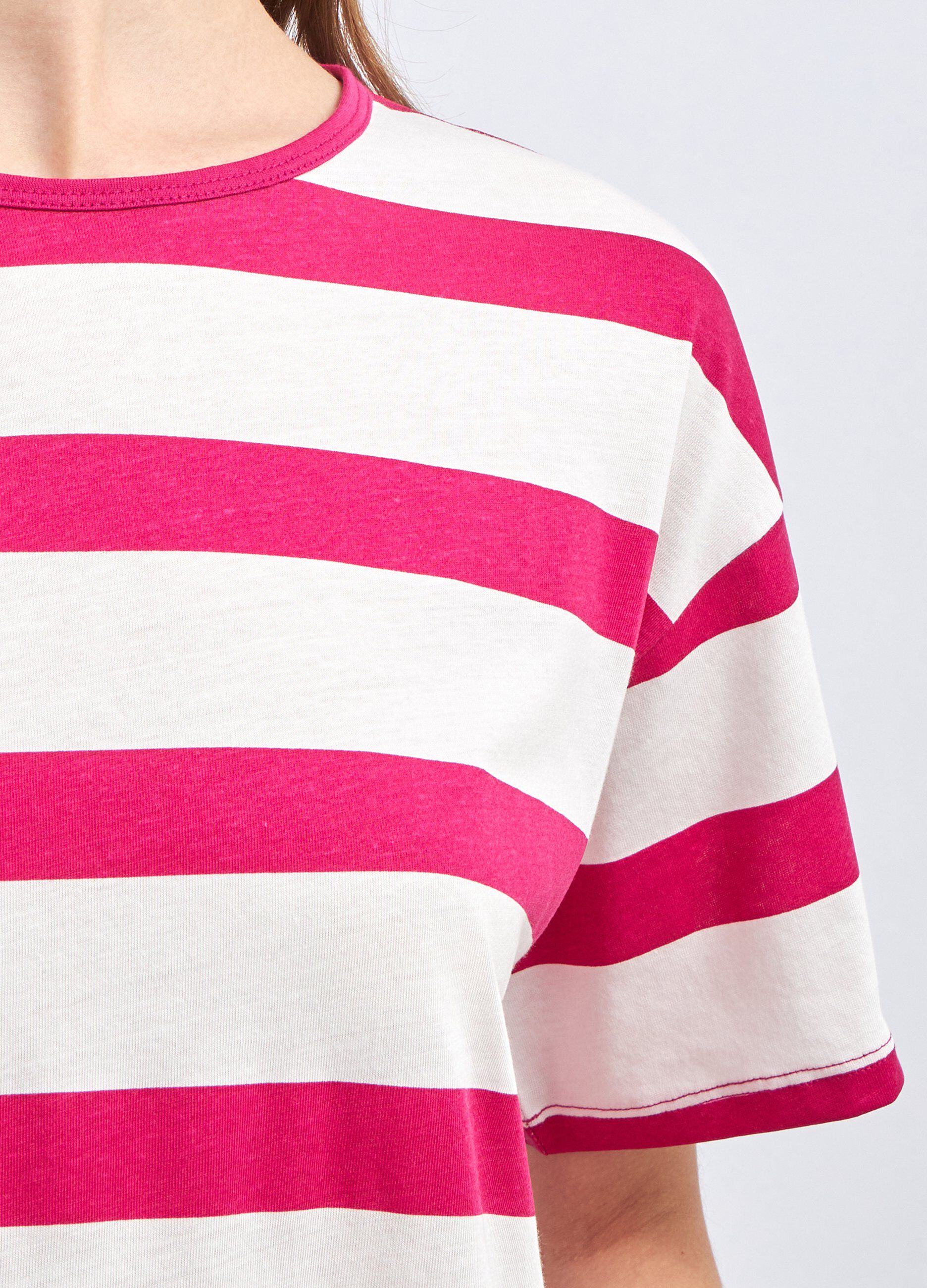 T-shirt in puro jersey di cotone a righe donna_2