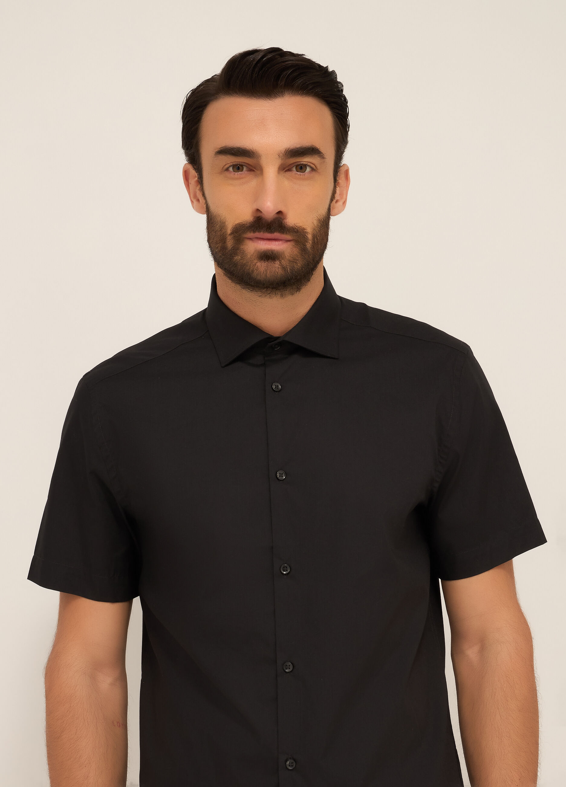 Camicia a maniche corte in misto cotone uomo_2