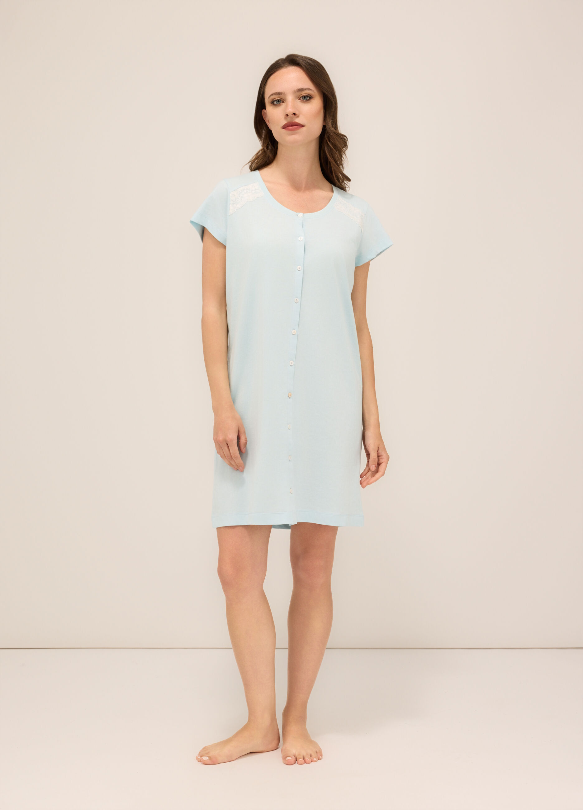 Camicia da notte in jersey di puro cotone donna_0