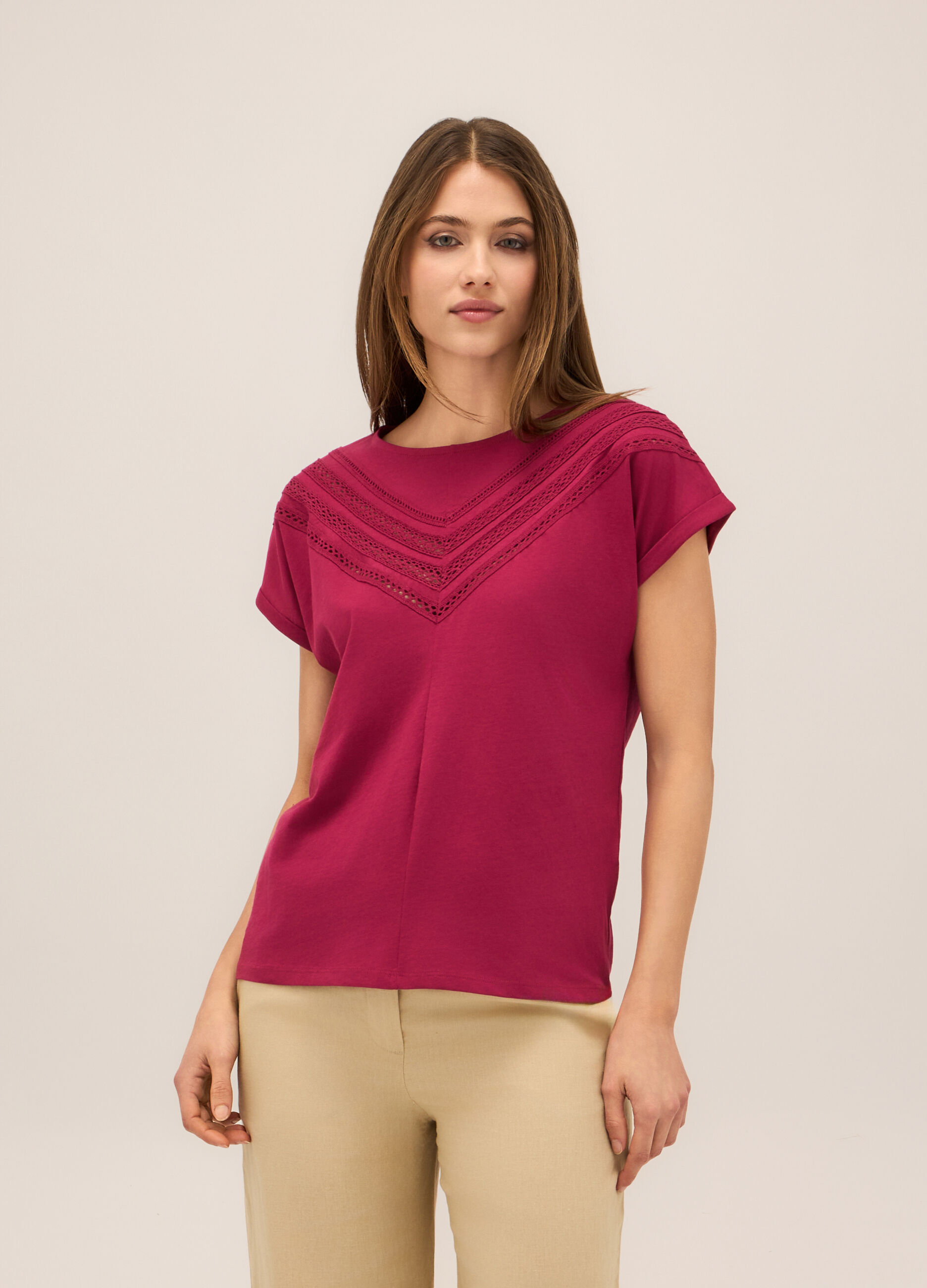 T-shirt in jersey di puro cotone donna_0