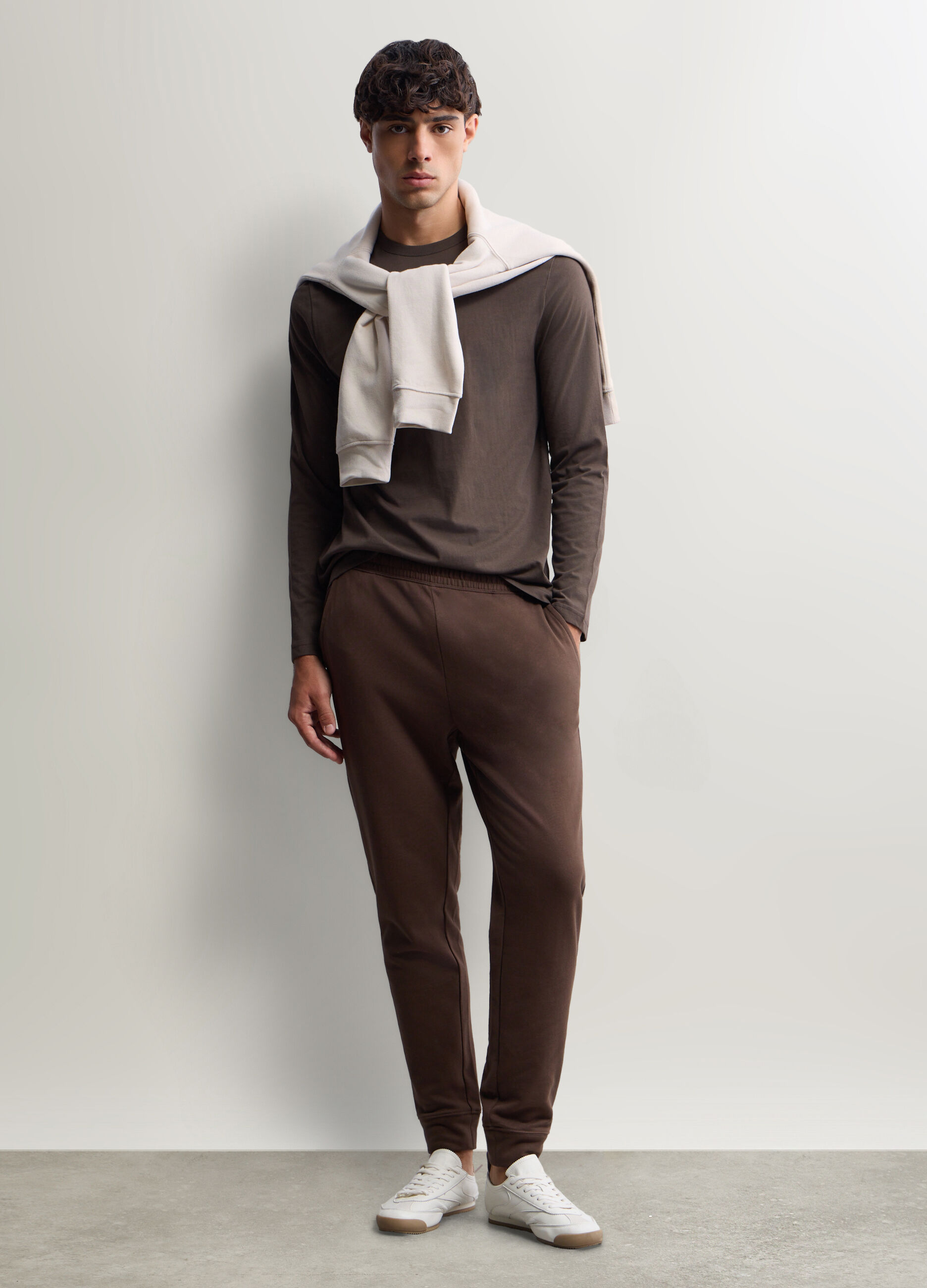 Jogger slim fit in felpa di cotone uomo_0