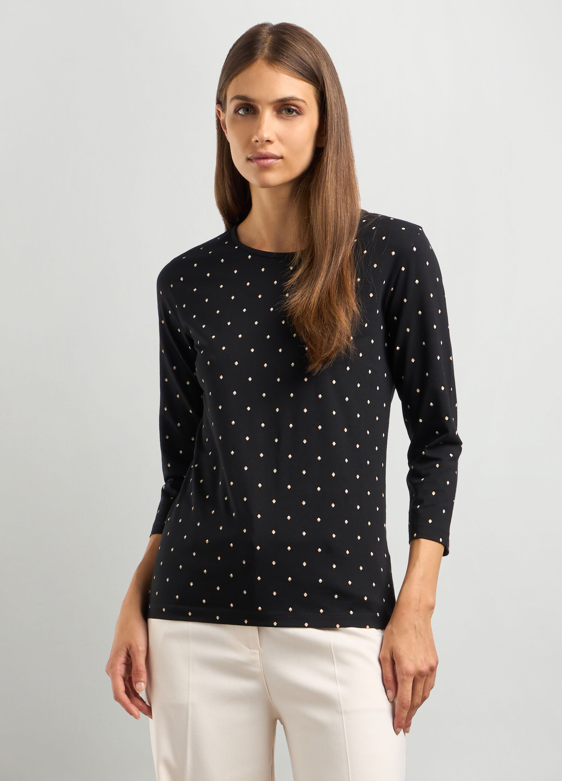 T-shirt in jersey di cotone stretch donna_0