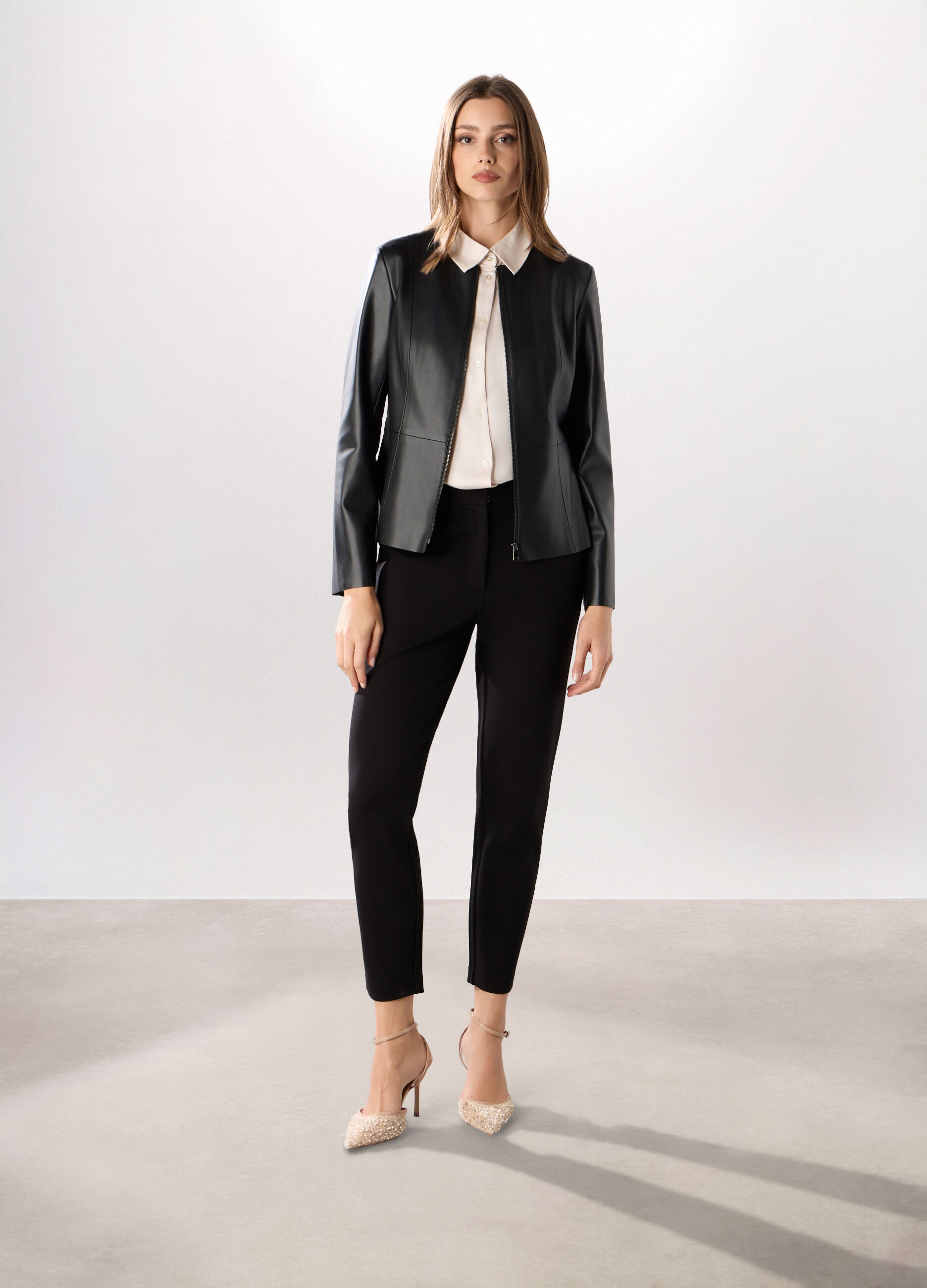 Pantaloni in punto Milano misto viscosa donna_0